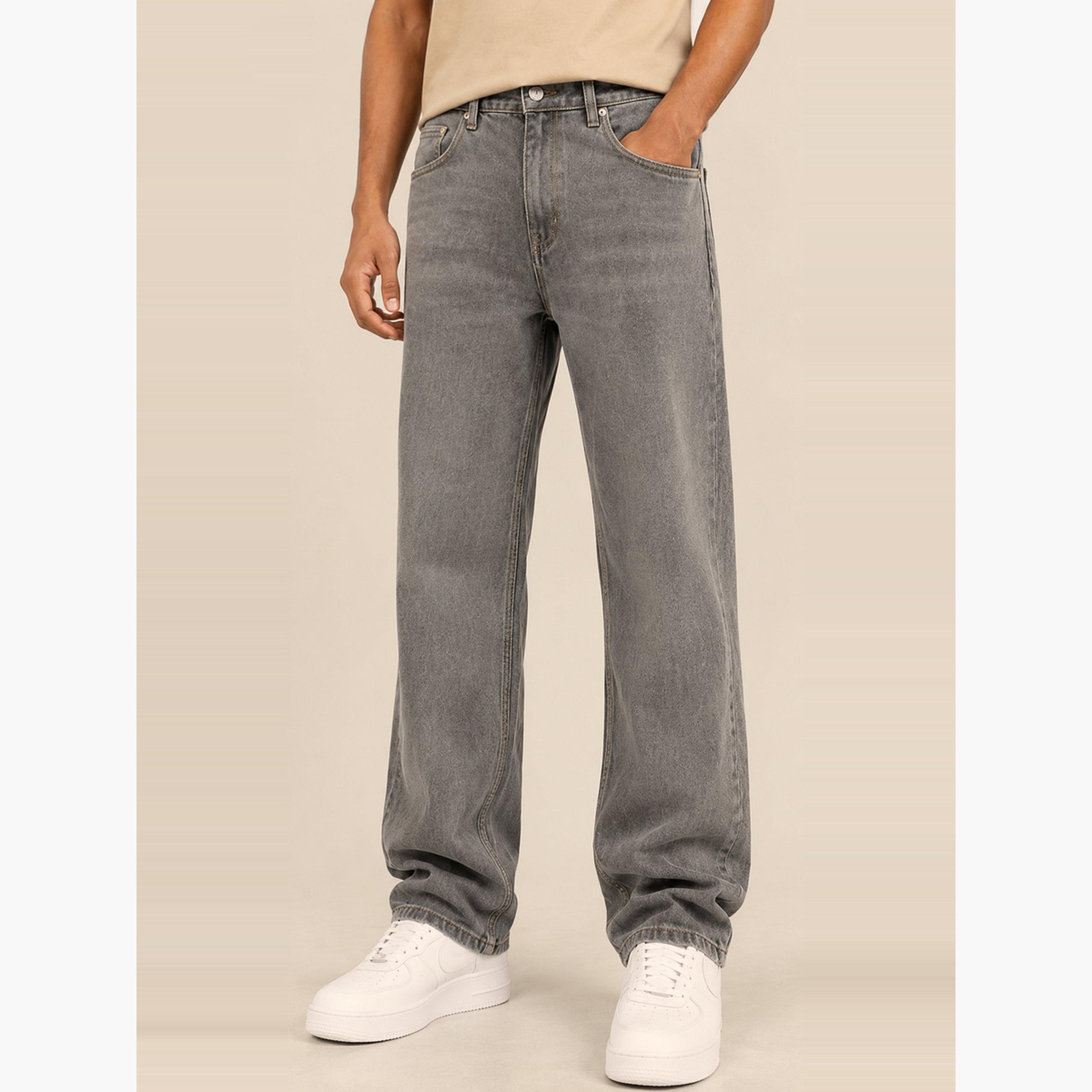 FALCON X Styli Men Relaxed Straight Fit Mid Rise Jeans-men-clothing-bottoms-jeans-image-1