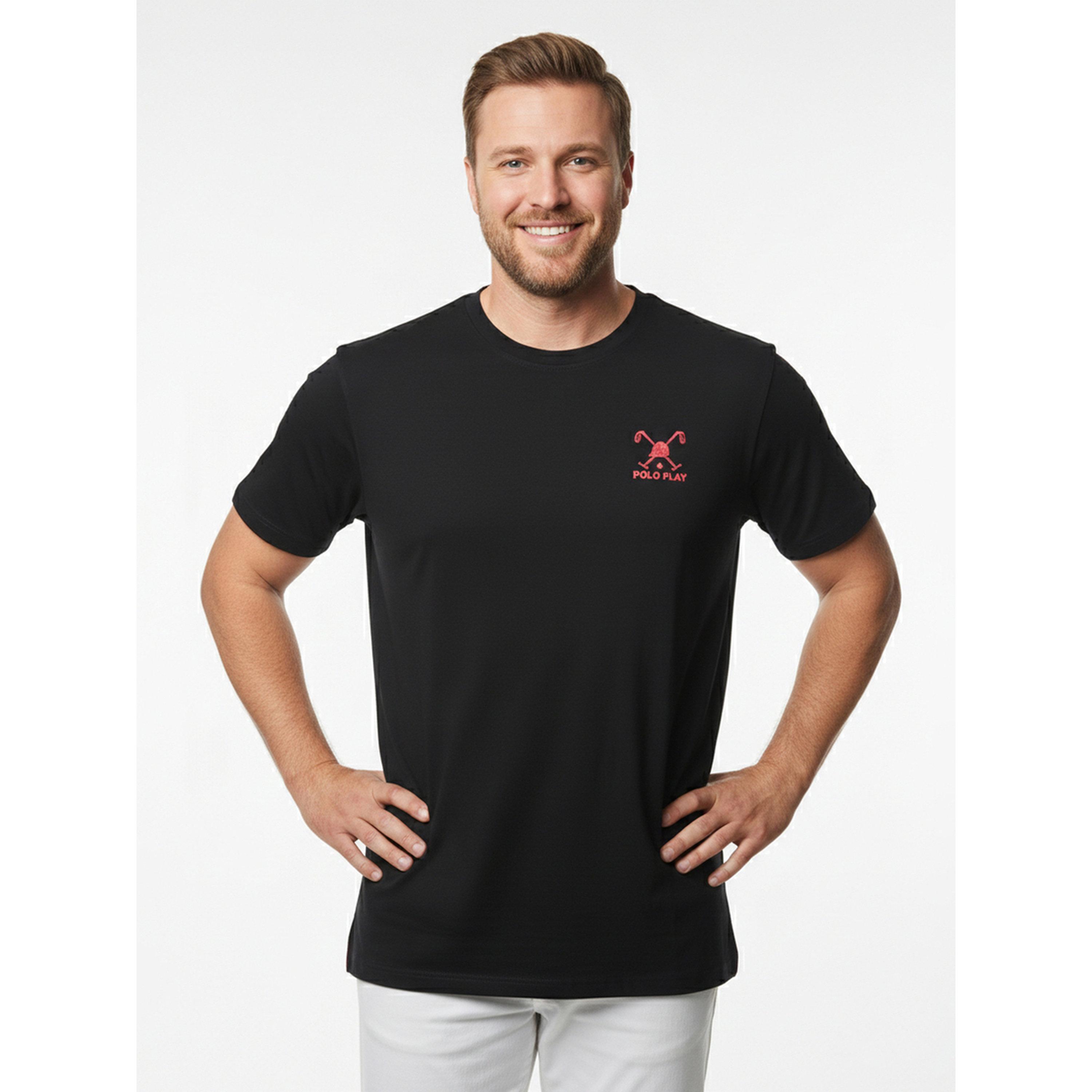 تيشيرت بأكمام قصيرة وتفاصيل شعار للرجال-men-clothing-tshirtsandpolos-tshirts-image-1
