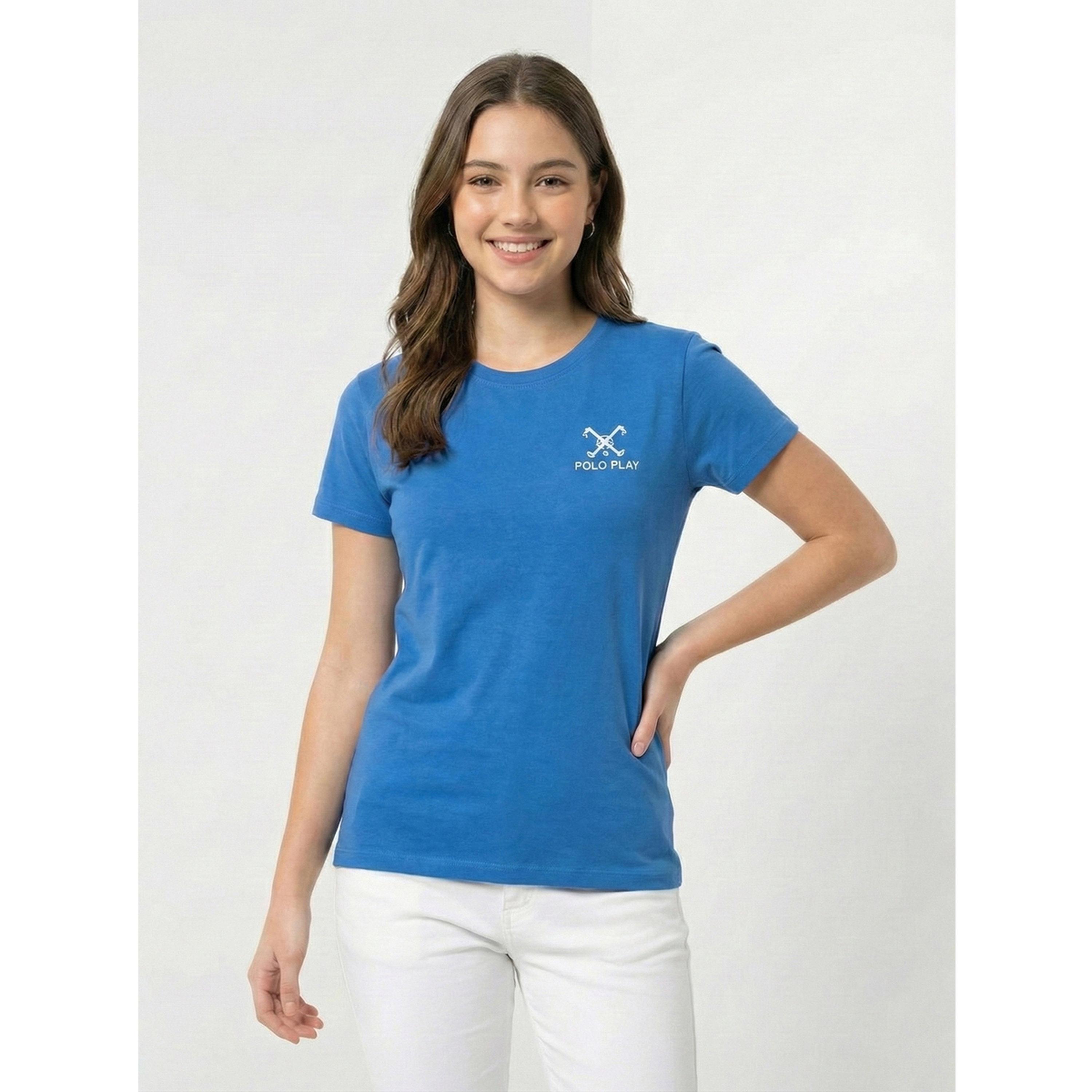 تيشيرت قطن بياقة دائرية وتفاصيل شعار-women-clothing-tshirts-image-1