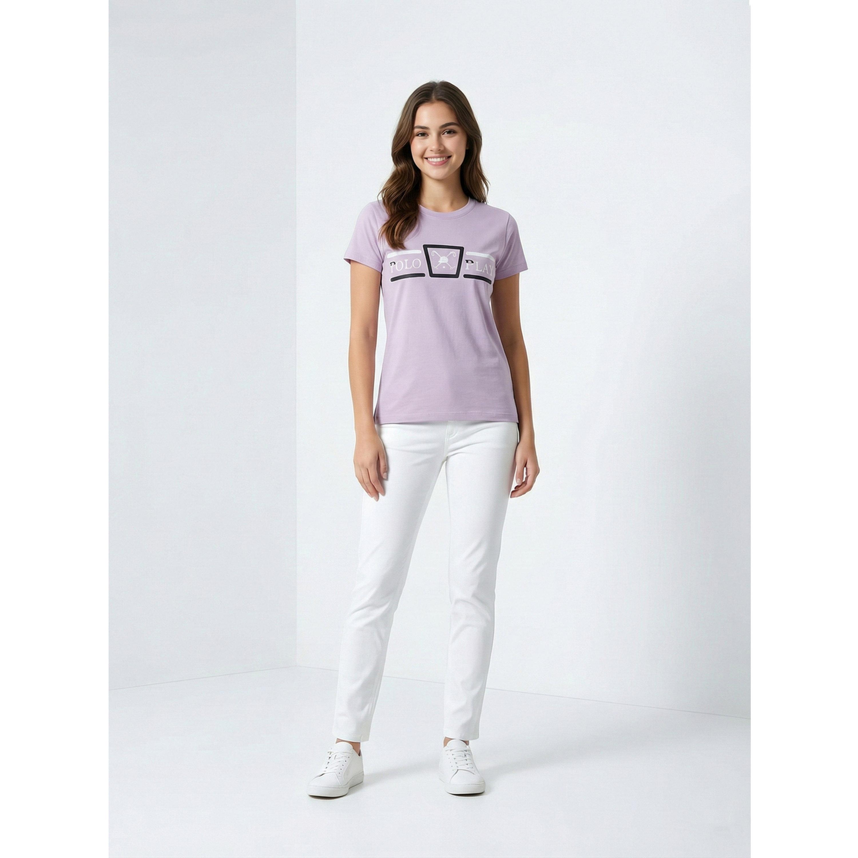 تيشيرت بياقة دائرية وشعار جرافيك-women-clothing-tshirts-image-2