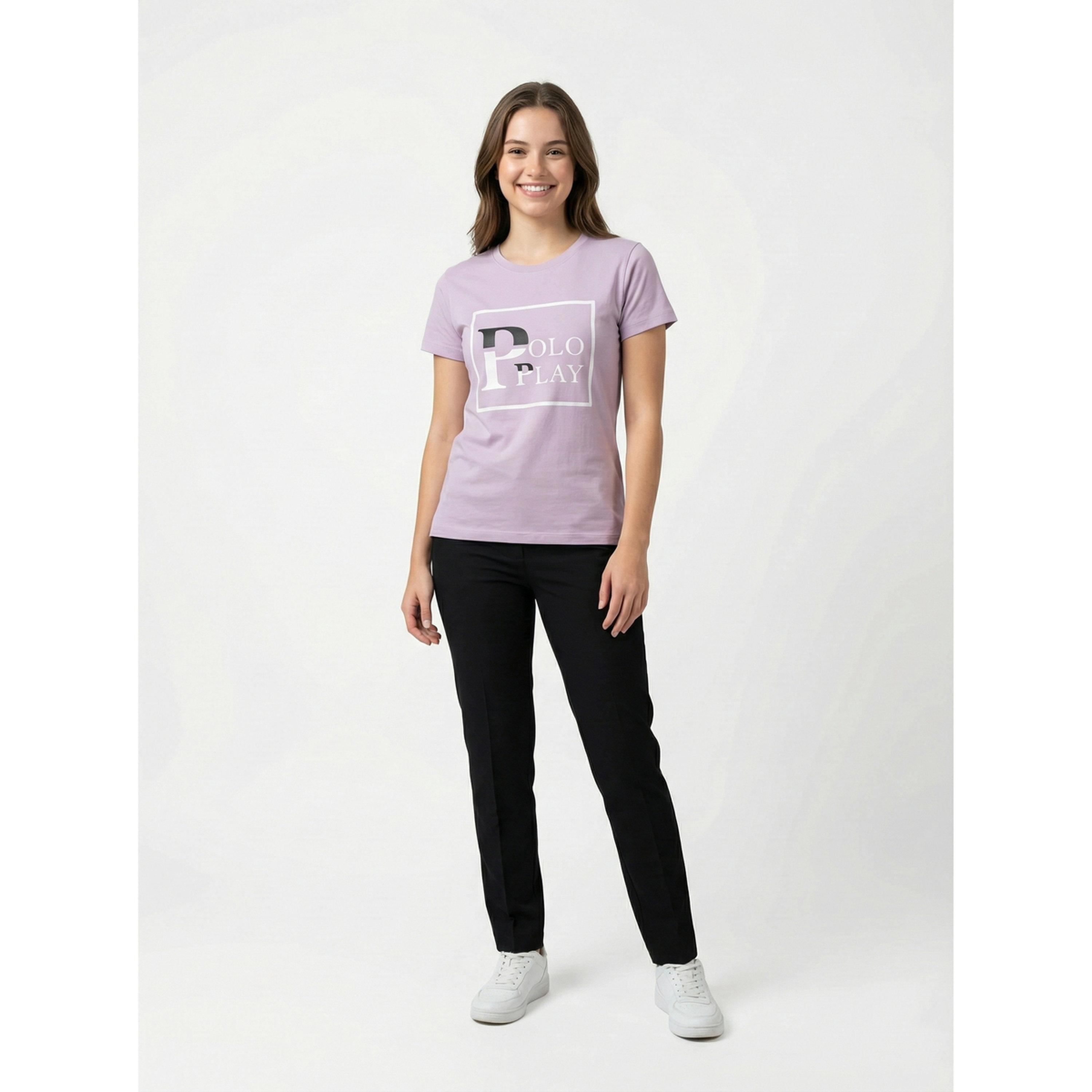 تيشيرت بياقة دائرية وشعار جرافيك-women-clothing-tshirts-image-2