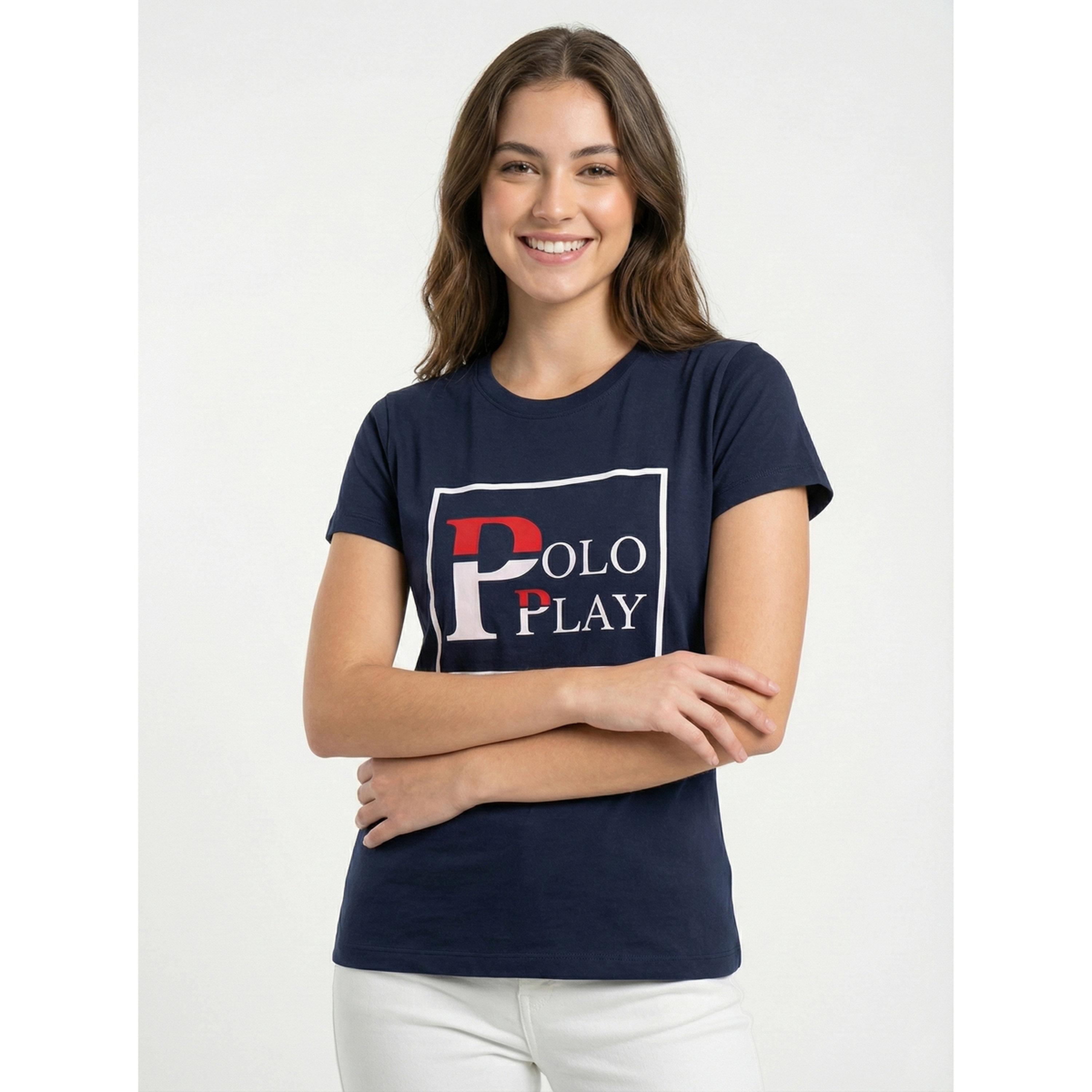 تيشيرت بياقة دائرية وطبعة شعار-women-clothing-tshirts-image-1