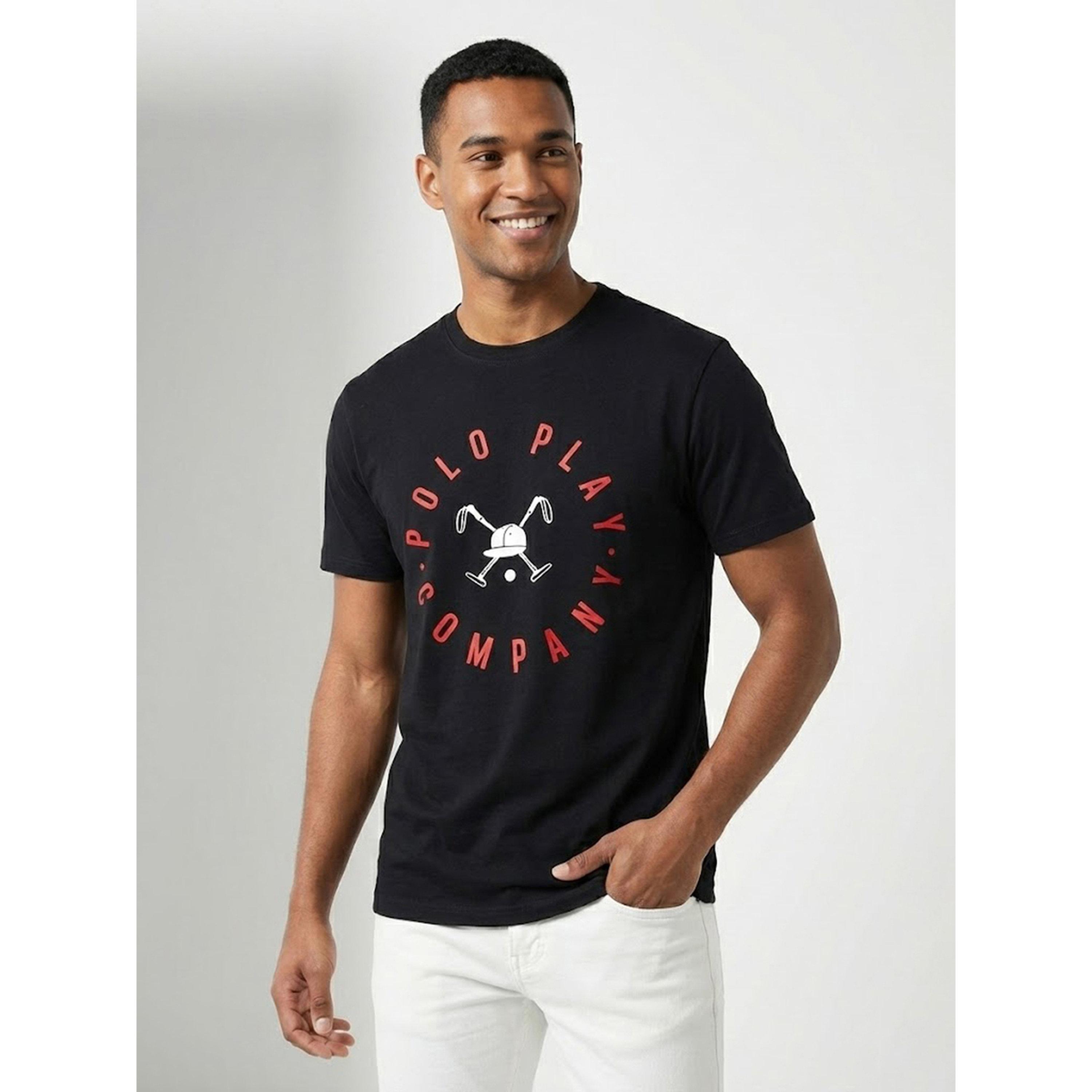 تيشيرت بياقة دائرية وشعار جرافيك للرجال-men-clothing-tshirtsandpolos-tshirts-image-1