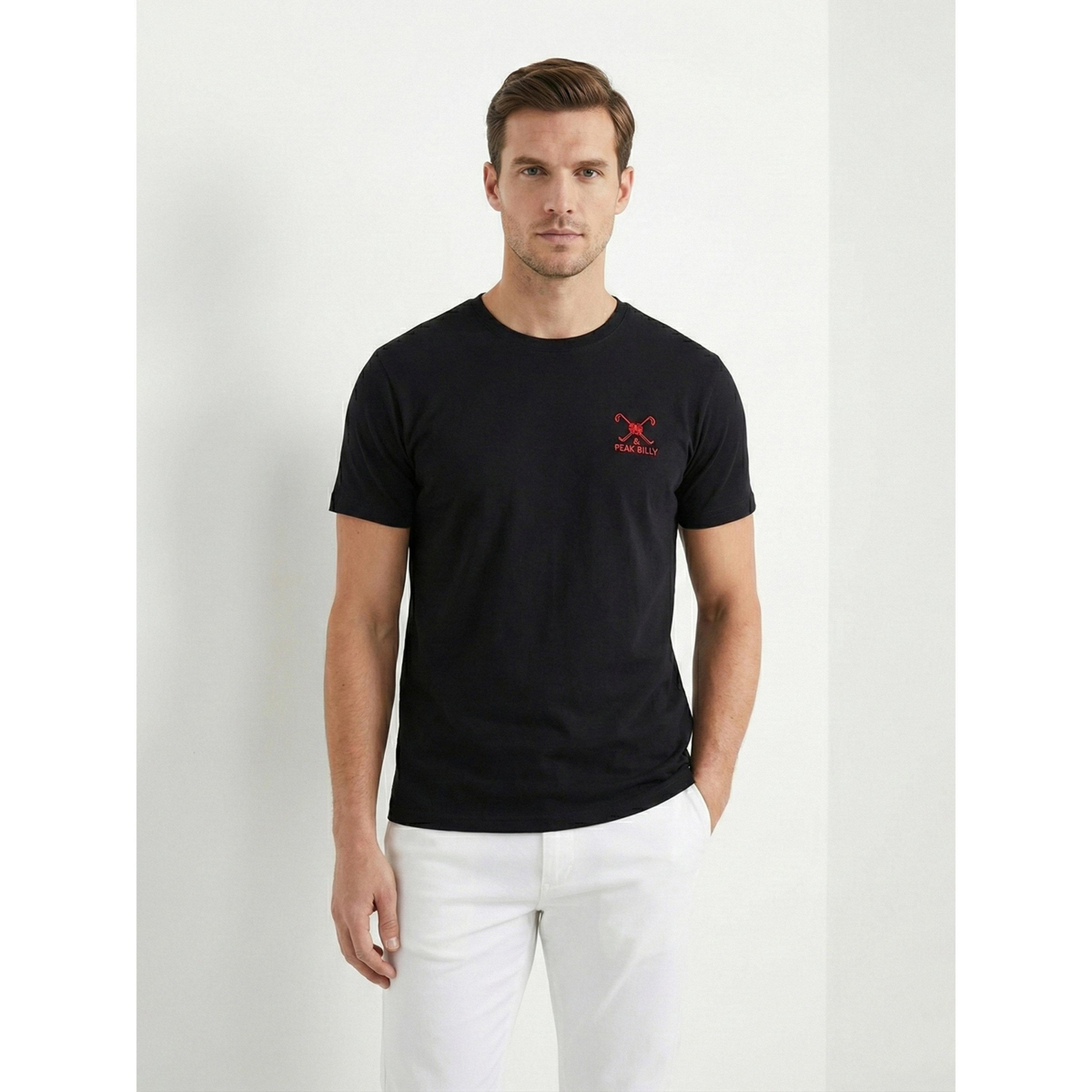 تيشيرت بأكمام قصيرة وتفاصيل شعار للرجال-men-clothing-tshirtsandpolos-tshirts-image-1