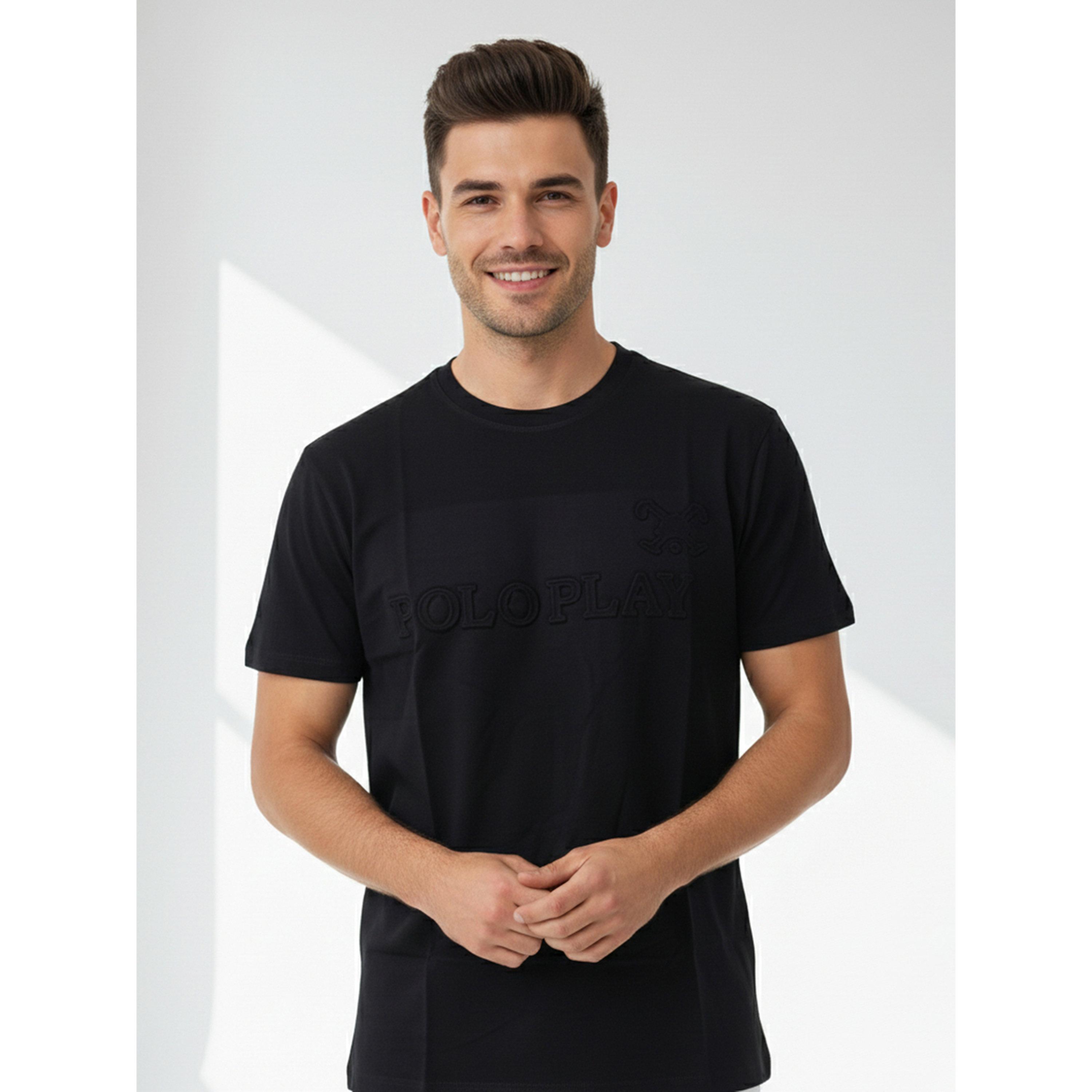 تيشيرت بياقة دائرية وشعار بارز للرجال-men-clothing-tshirtsandpolos-tshirts-image-1