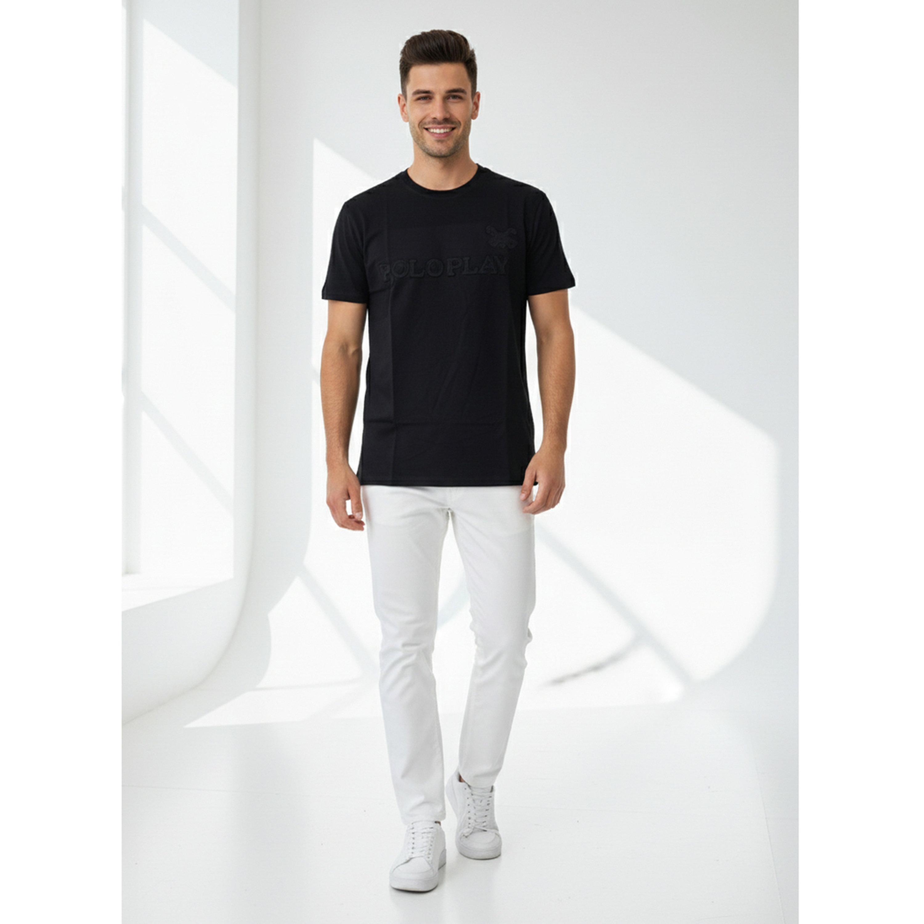 تيشيرت بياقة دائرية وشعار بارز للرجال-men-clothing-tshirtsandpolos-tshirts-image-2