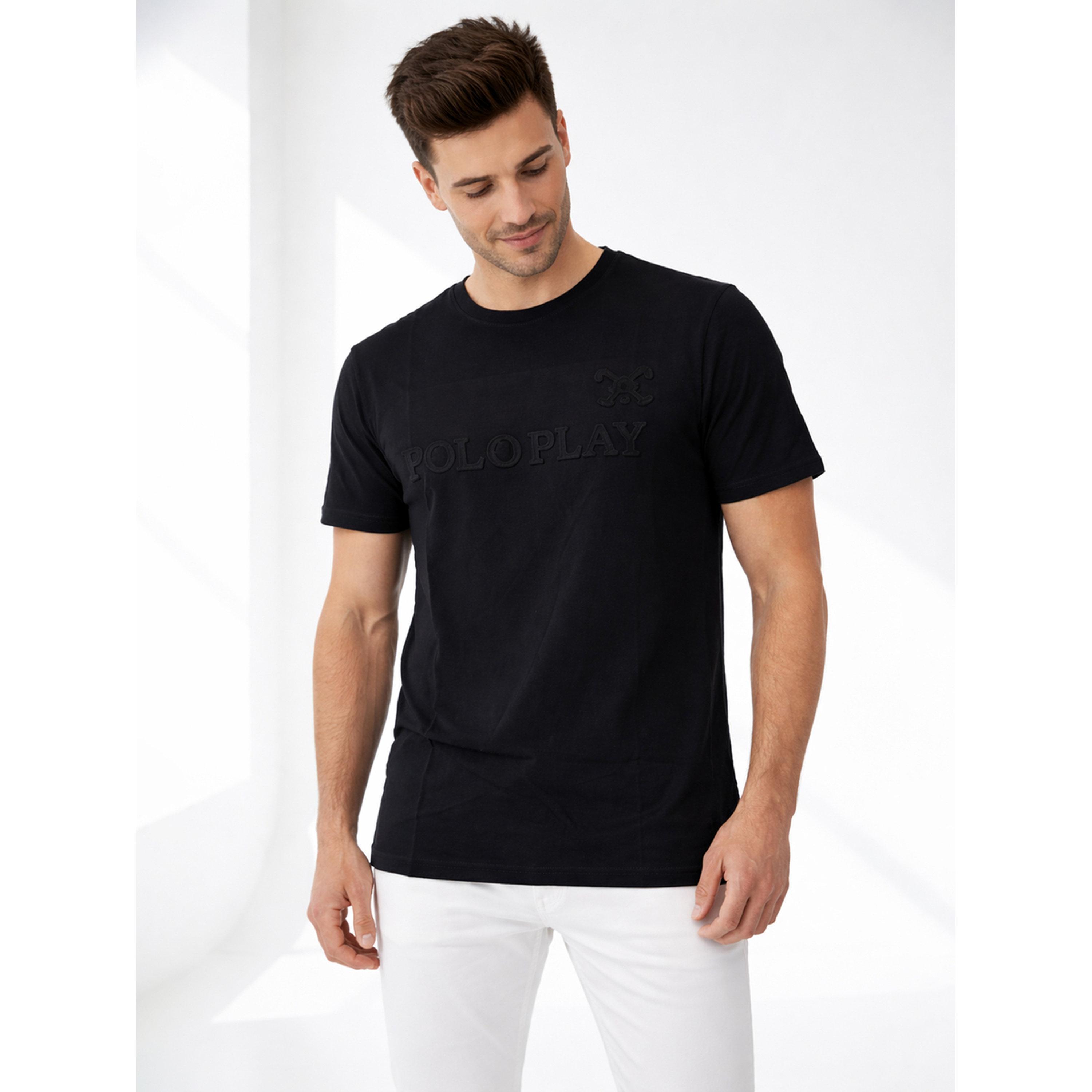 تيشيرت بياقة دائرية وشعار بارز للرجال-men-clothing-tshirtsandpolos-tshirts-image-3