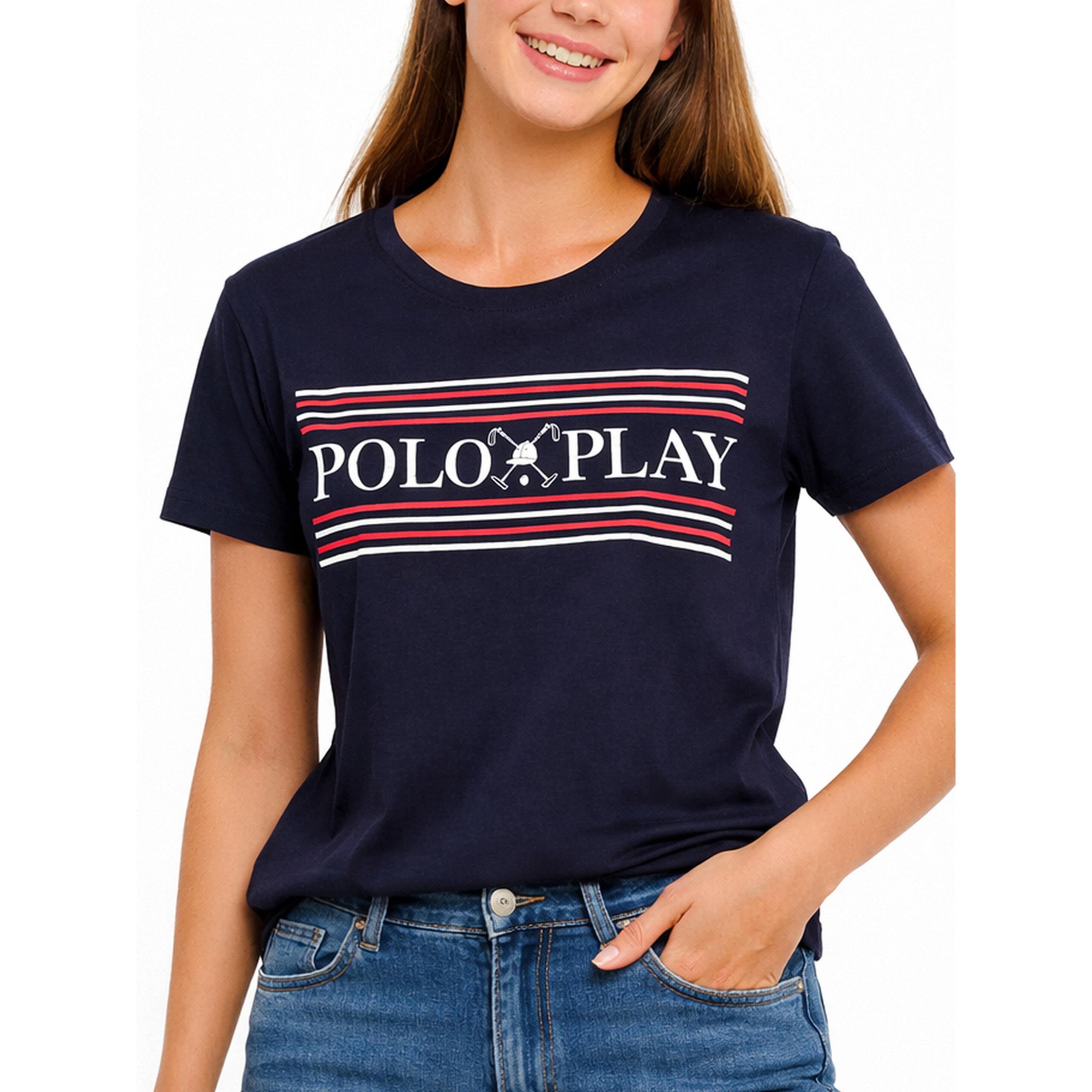 تيشيرت بياقة دائرية وطبعة شعار-women-clothing-tshirts-image-3
