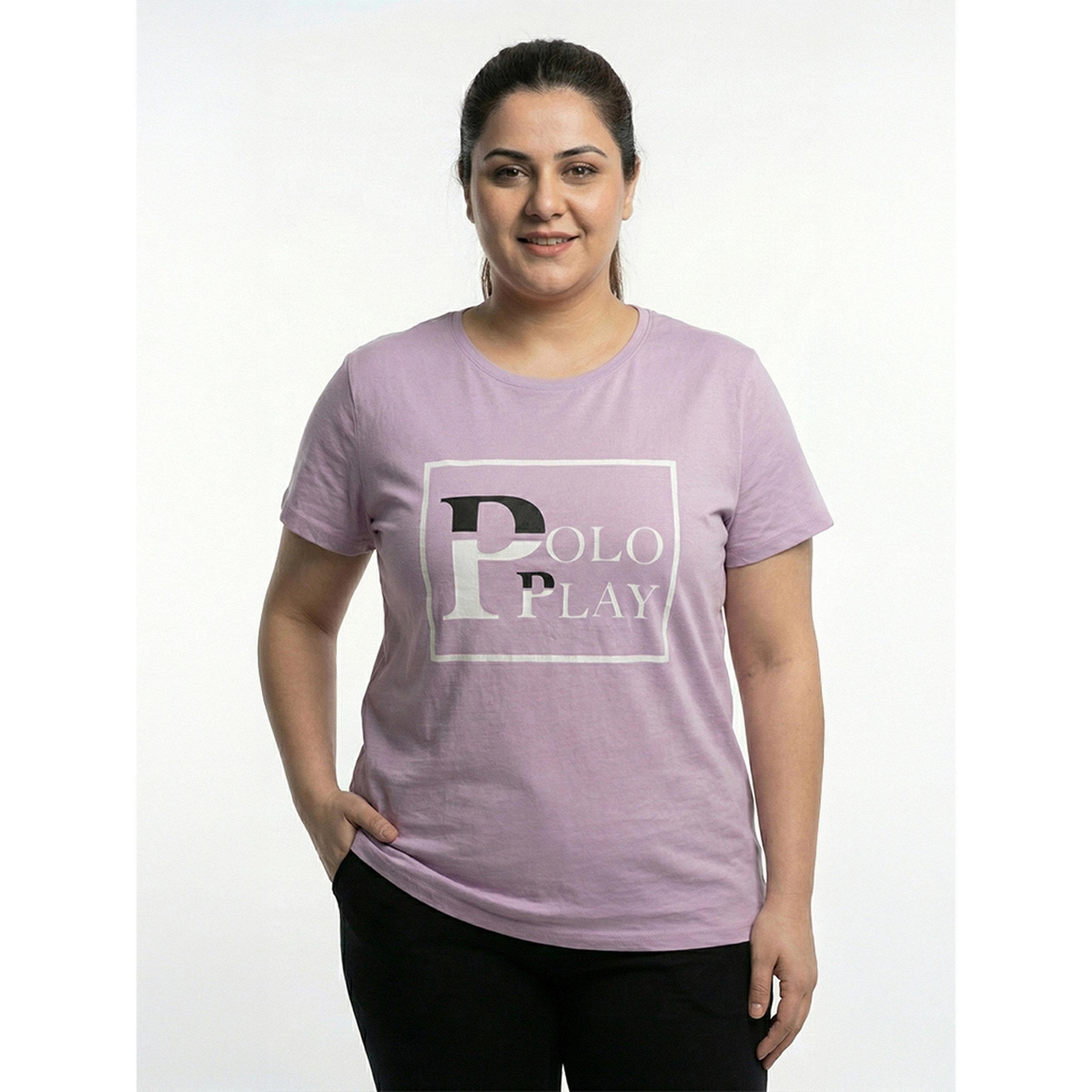 تيشيرت بياقة دائرية وطبعة شعار-women-clothing-tshirts-image-1