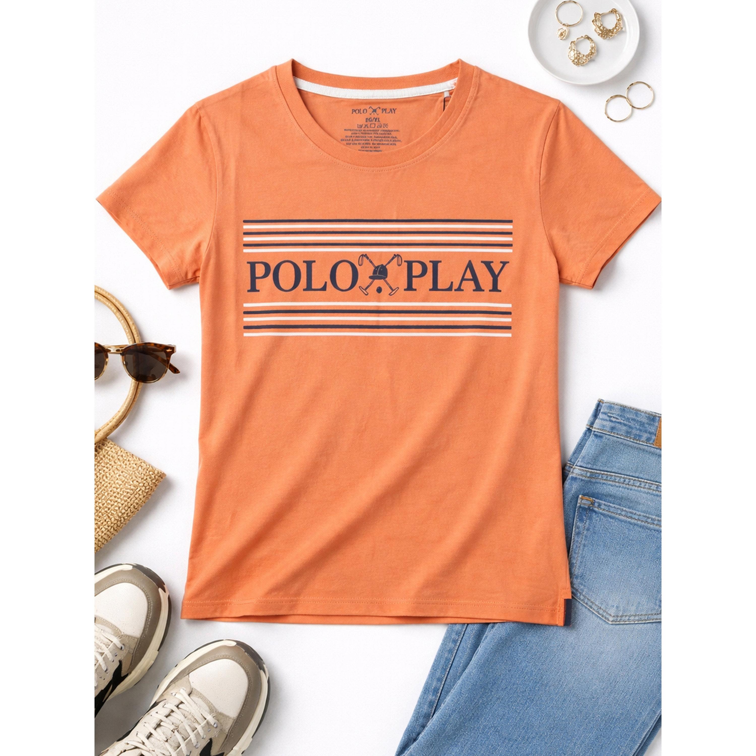 Polo Play X Styli Orange Logo Print Crew Neck T-Shirt-women-clothing-tshirts-image-3