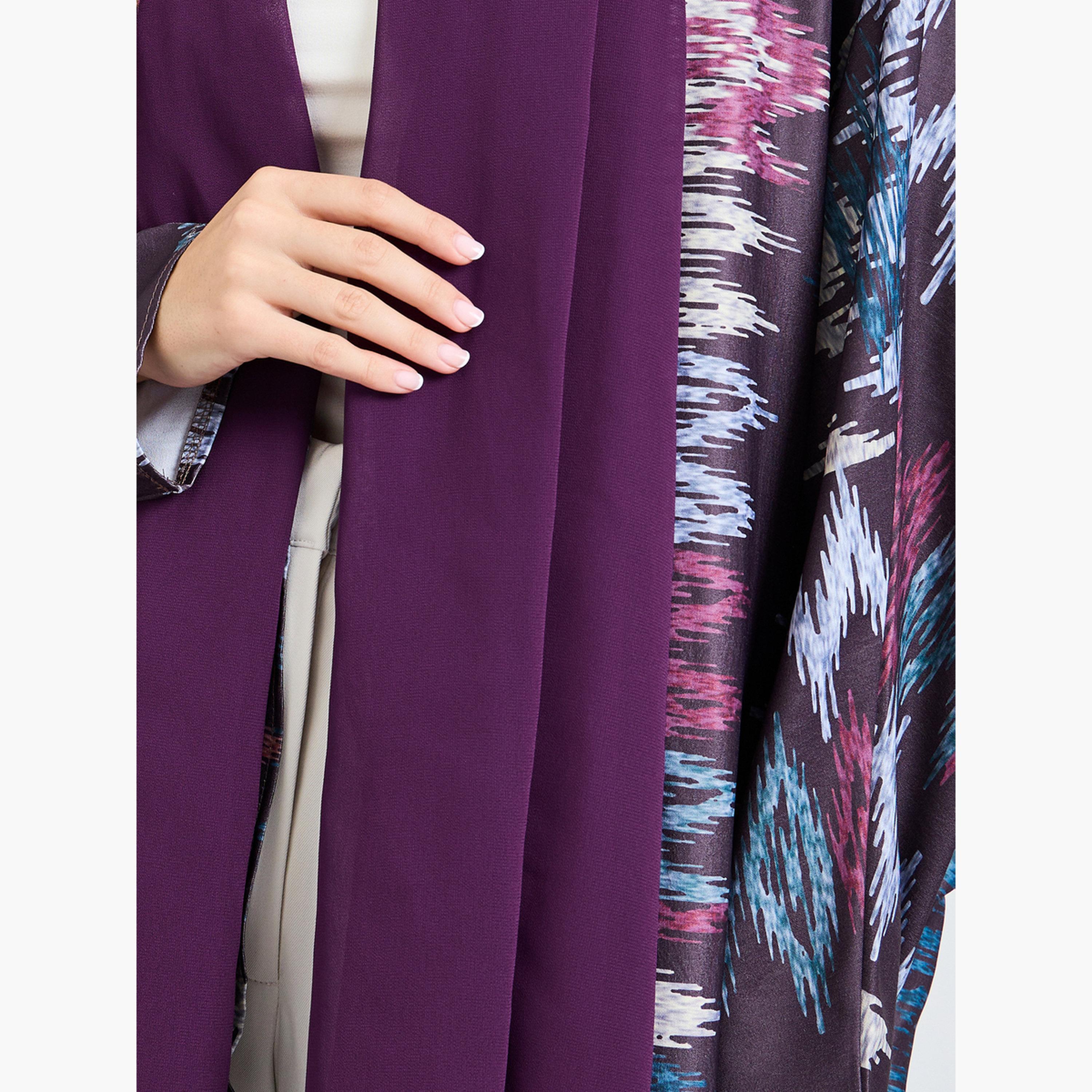 Amirah X Styli Purple Front Open Geo Pattern Abaya-women-arabicclothing-abayas-image-6