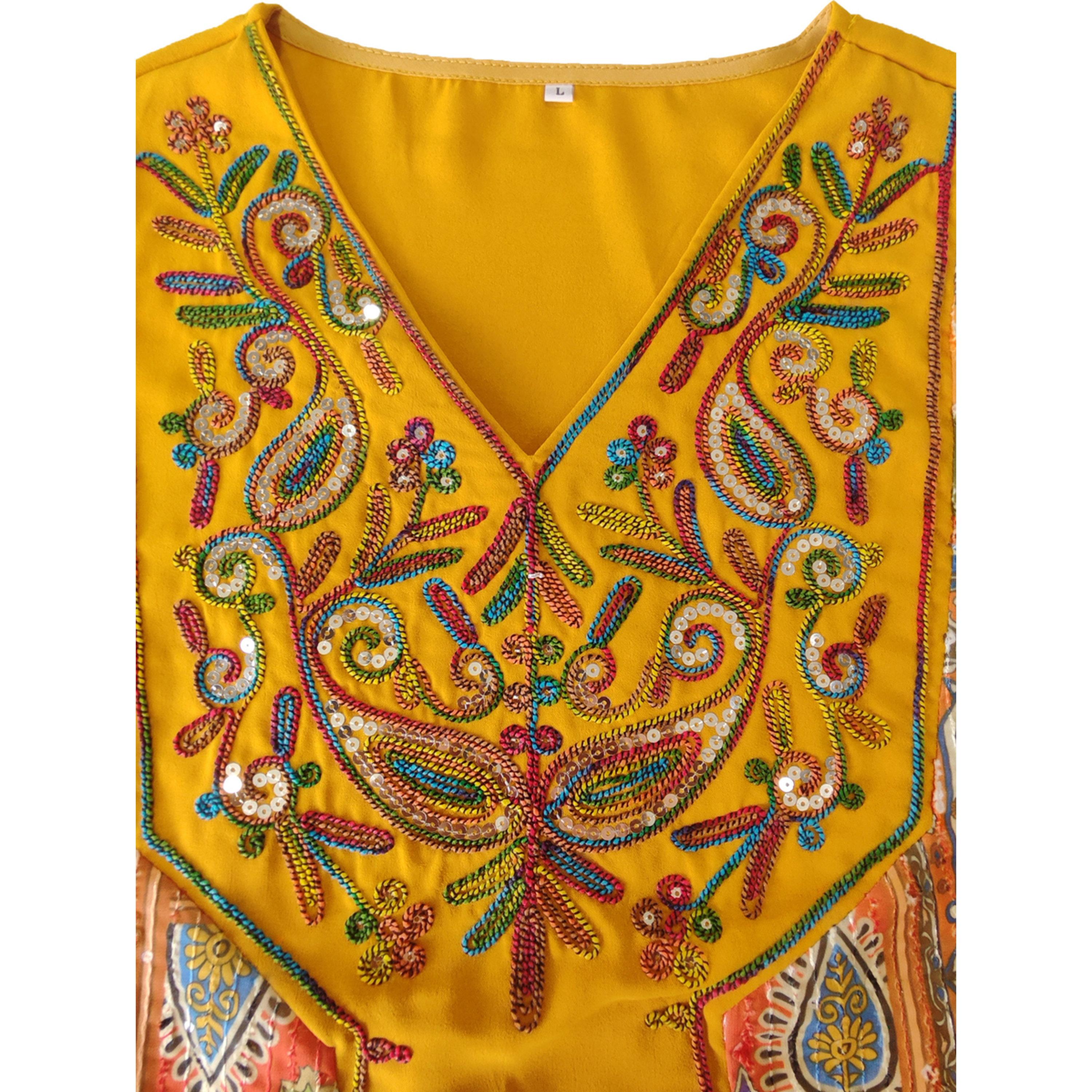 جلابية طويلة مطرزة لون أصفر-women-arabicclothing-jalabiyas-image-6