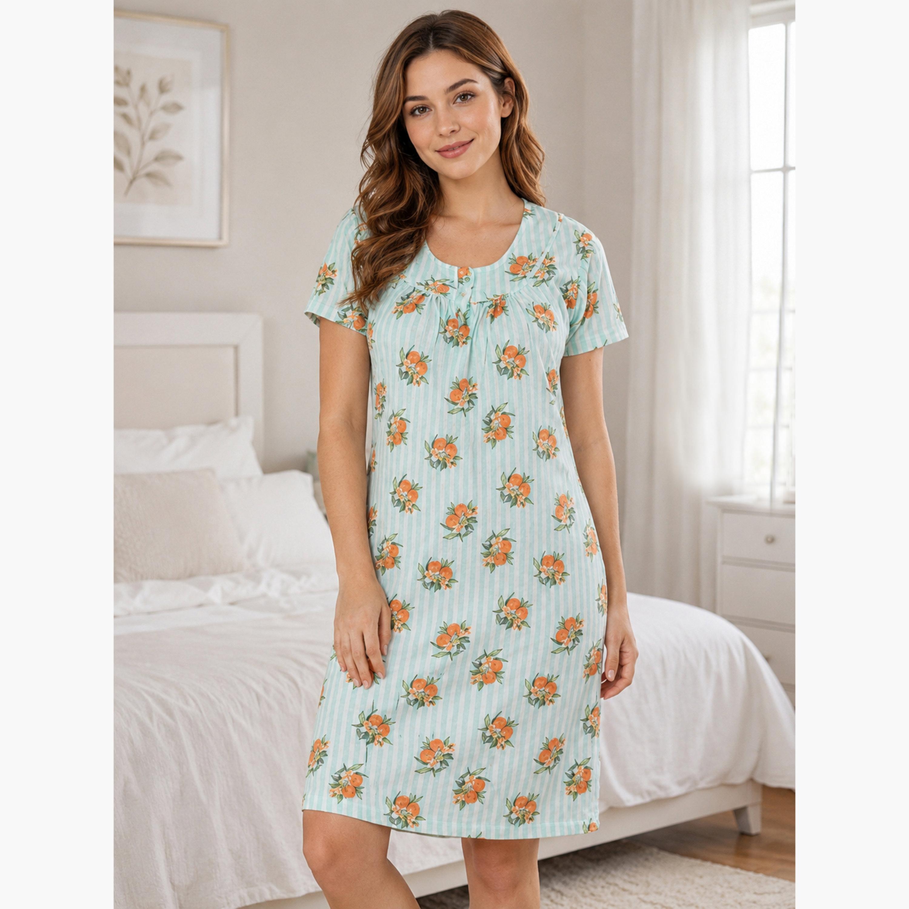قميص نوم مطبع مع شريط أزرار-women-clothing-nightwear-nighties-image-1
