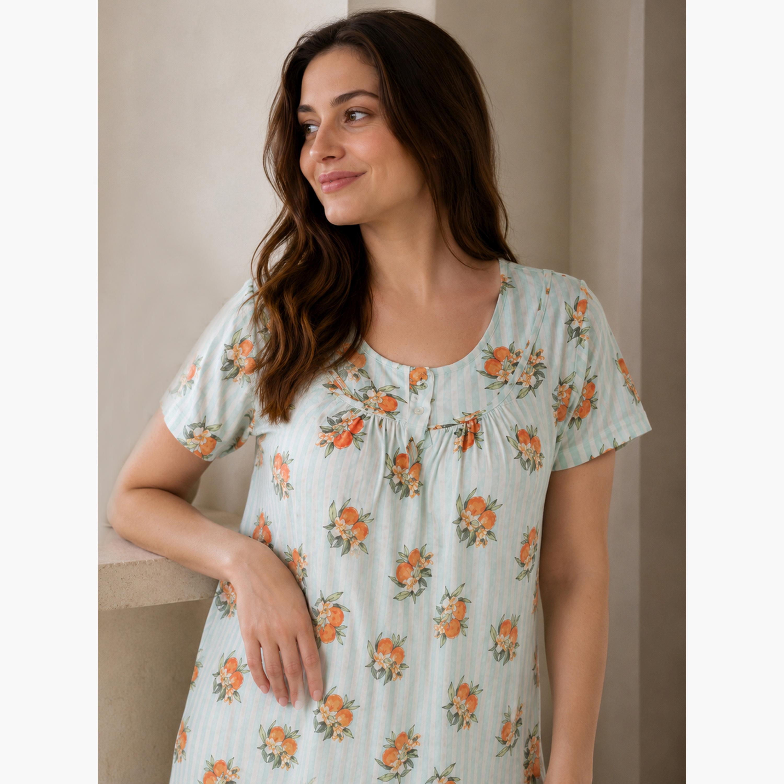 قميص نوم مطبع مع شريط أزرار-women-clothing-nightwear-nighties-image-3