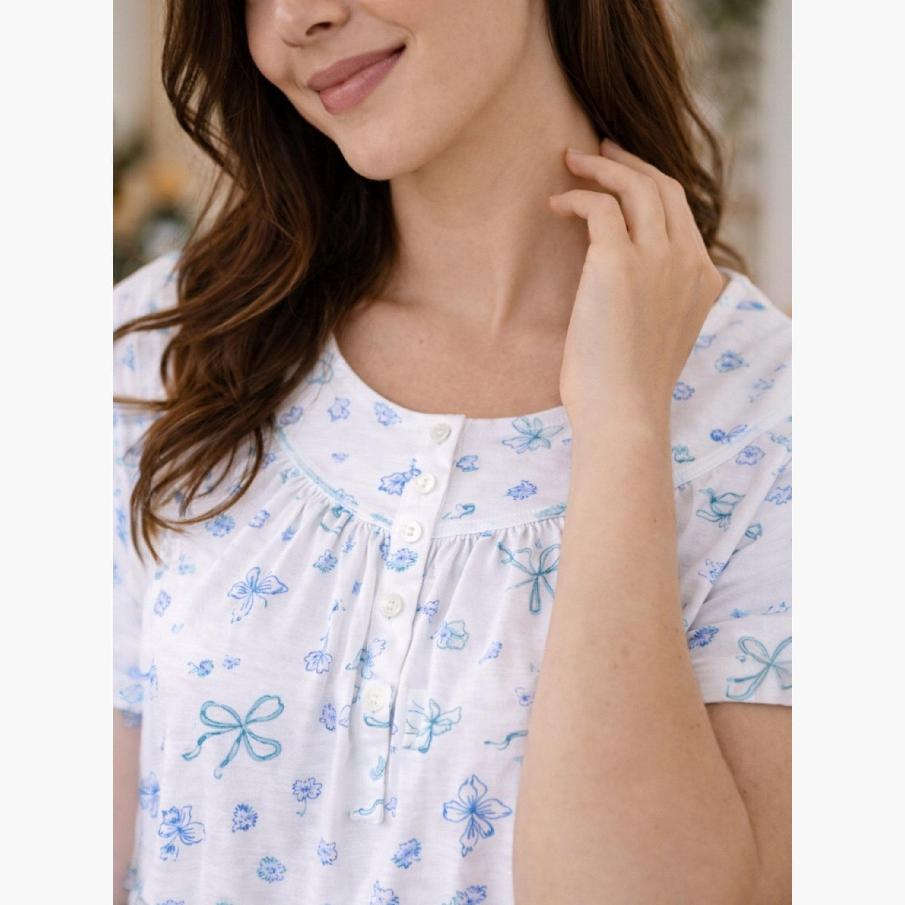 Victor and Jane X Styli Green Printed Nightdress with Button Placket-women-clothing-nightwear-nighties-image-5