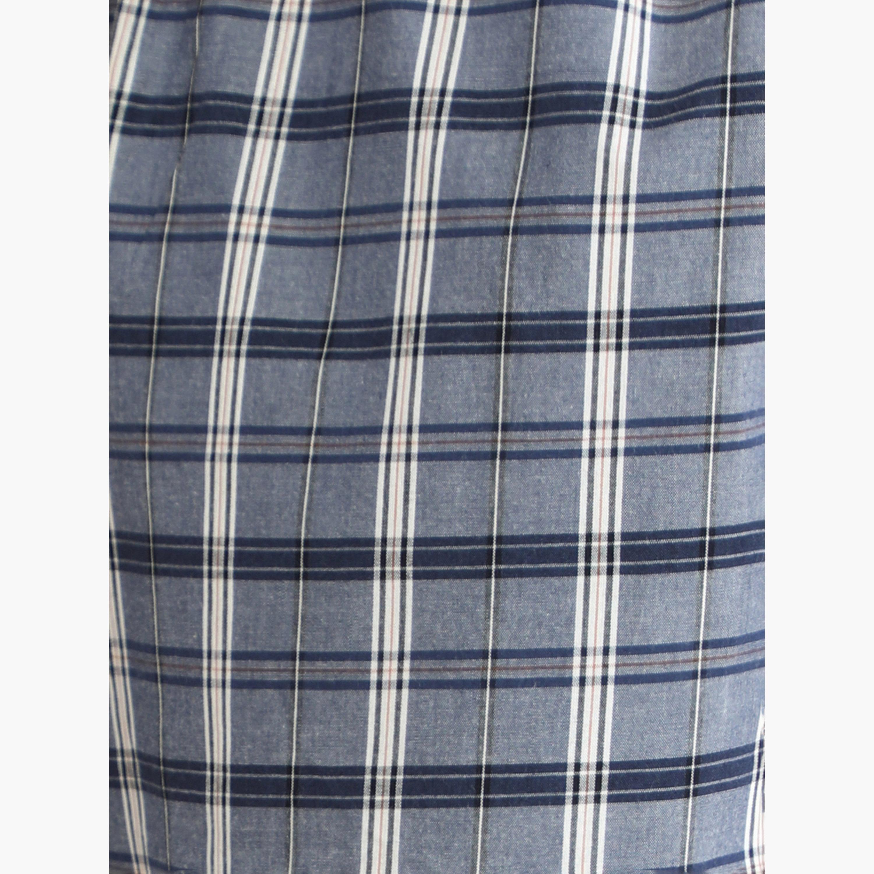 Victor and Jane X Styli Men Solid Cotton T-Shirt and Checked Pyjama Set-men-clothing-nightwear-sets-image-4