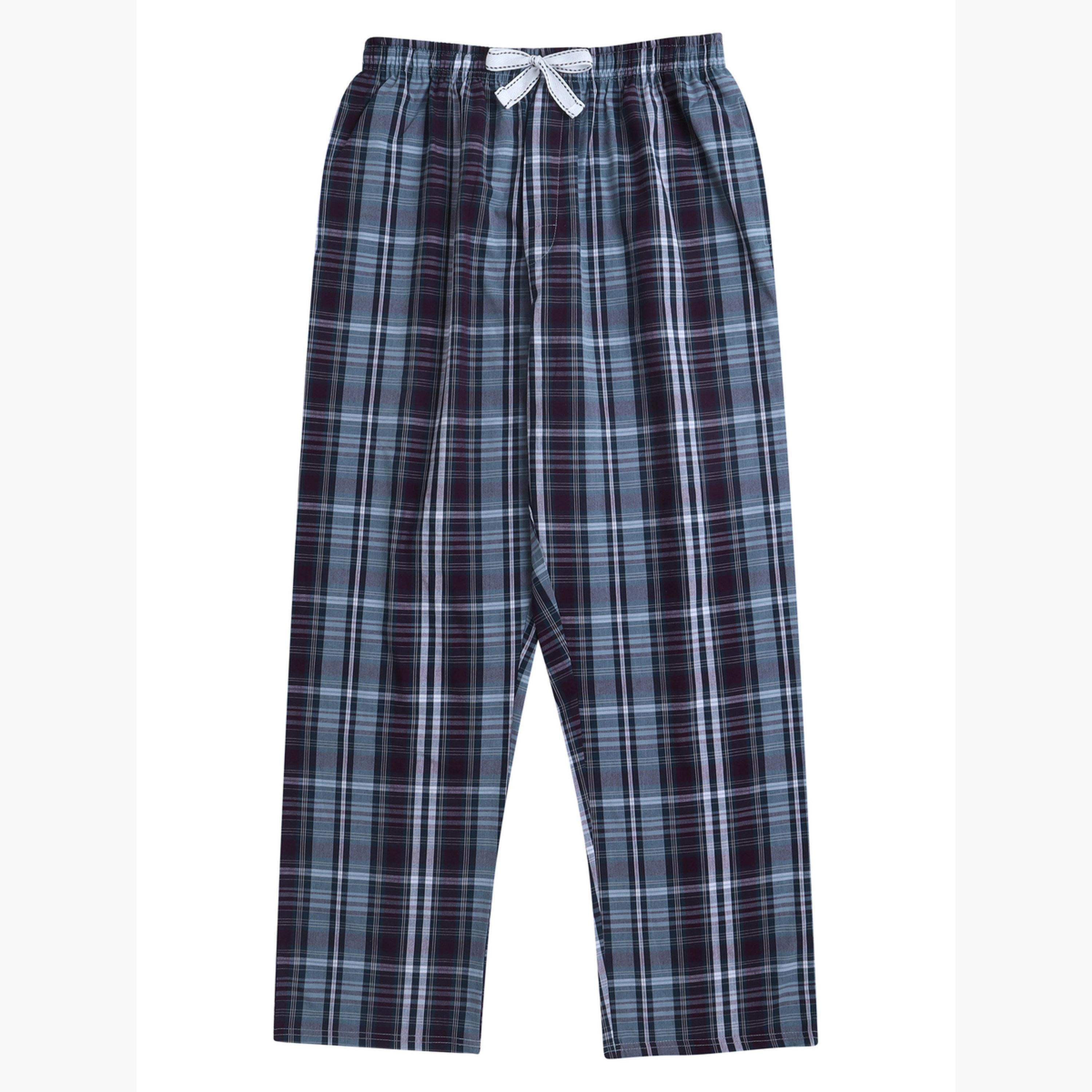 Victor and Jane X Styli Men Solid Cotton T-Shirt and Checked Pyjama Set-men-clothing-nightwear-sets-image-3