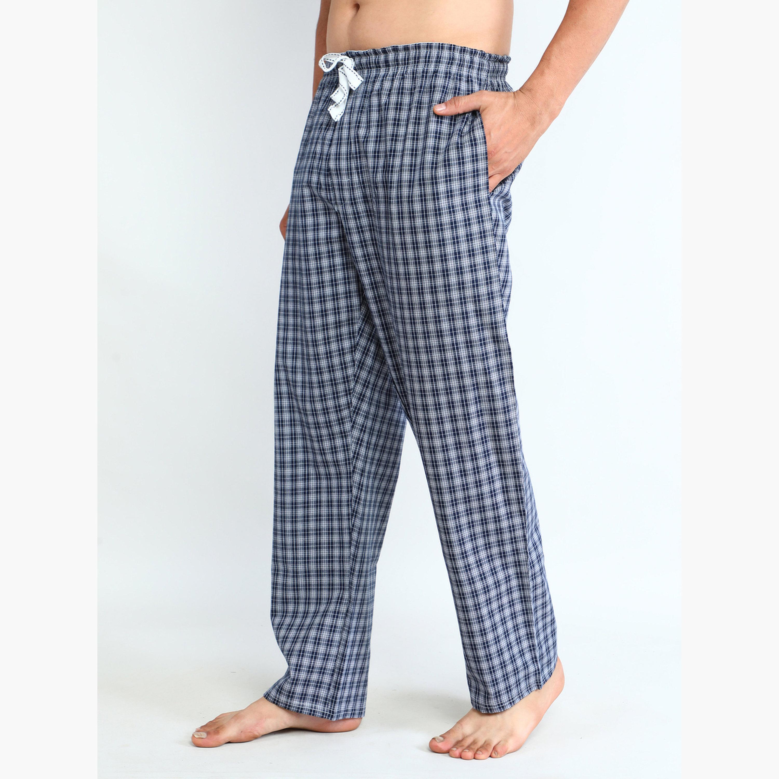 Victor and Jane X Styli Men Solid Cotton T-Shirt and Checked Pyjama Set-men-clothing-nightwear-sets-image-2