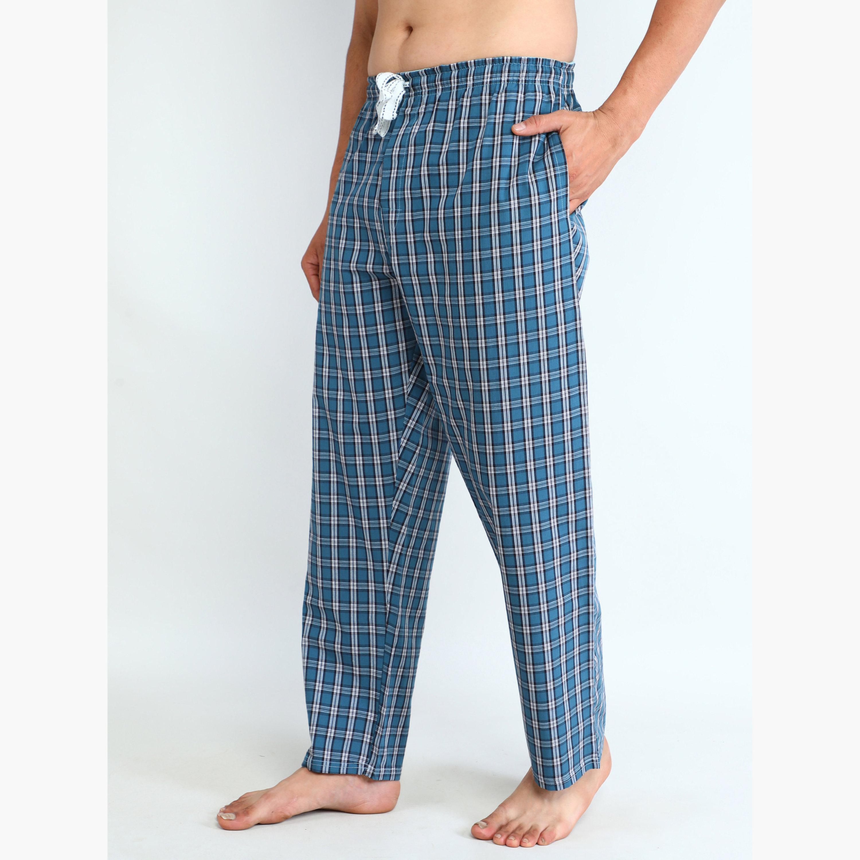 Victor and Jane X Styli Men Solid Cotton T-Shirt and Checked Pyjama Set-men-clothing-nightwear-sets-image-5