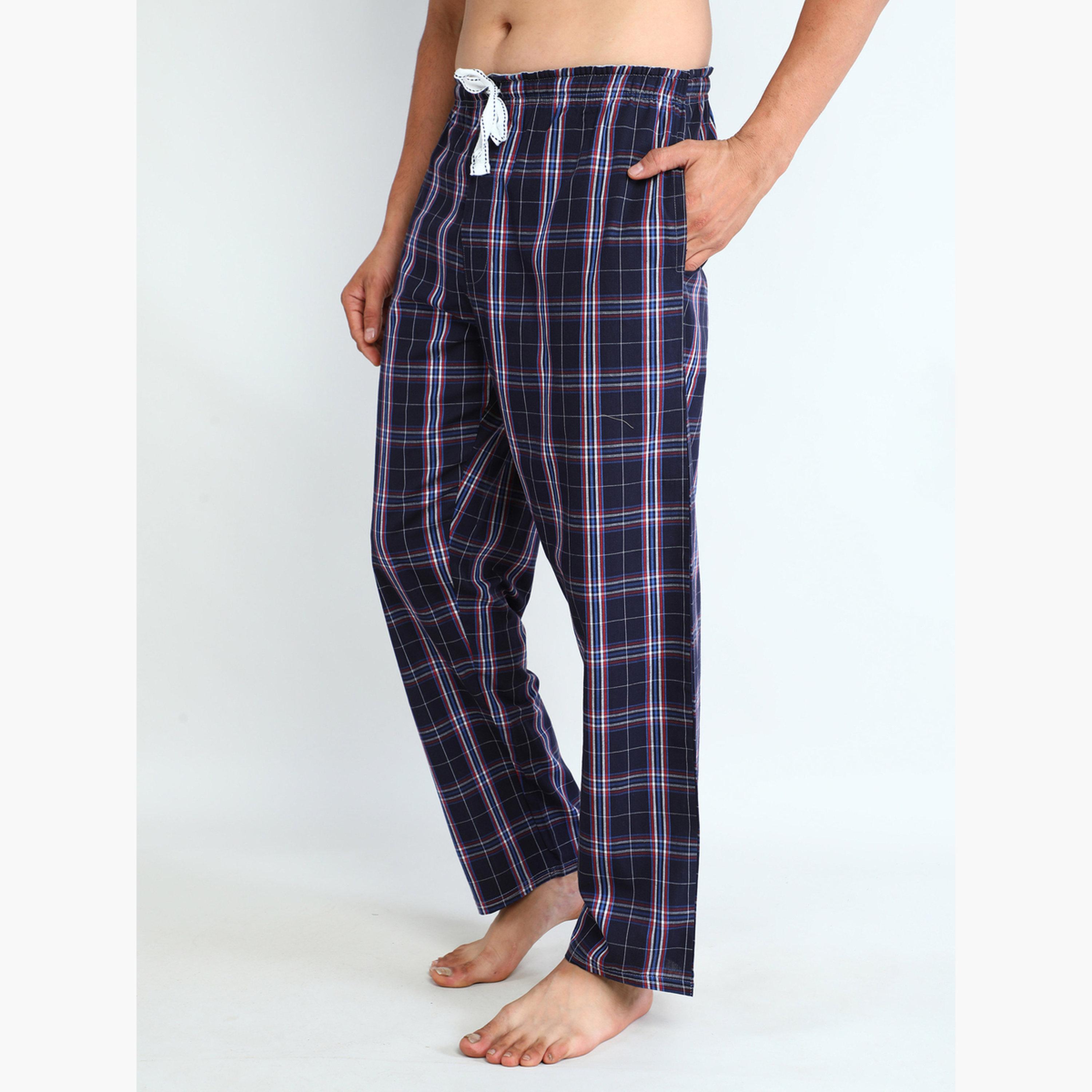 Victor and Jane X Styli Men Solid Cotton T-Shirt and Checked Pyjama Set-men-clothing-nightwear-sets-image-3