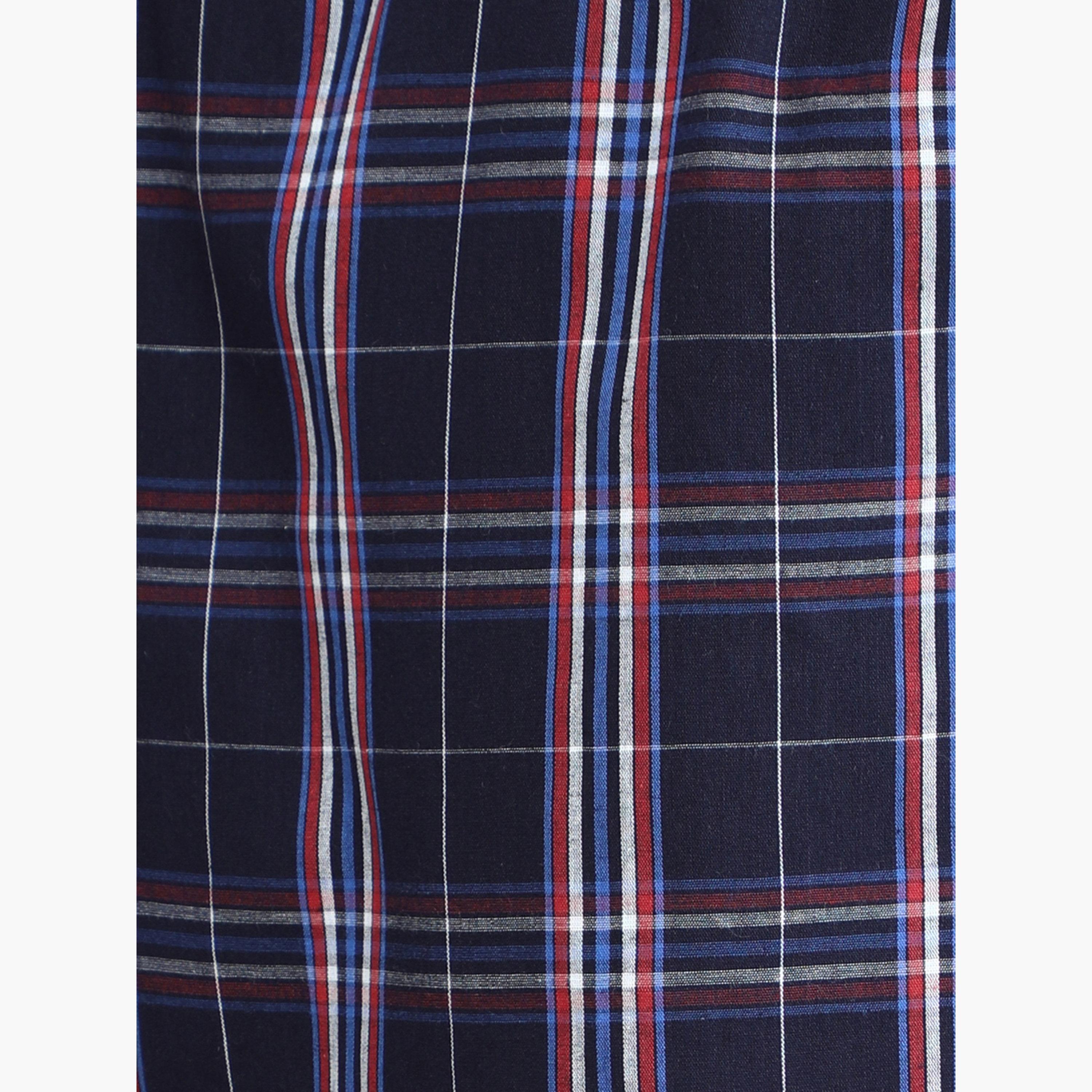 طقم بيجاما من بنطال كاروهات وتيشيرت قطن سادة-men-clothing-nightwear-sets-image-4