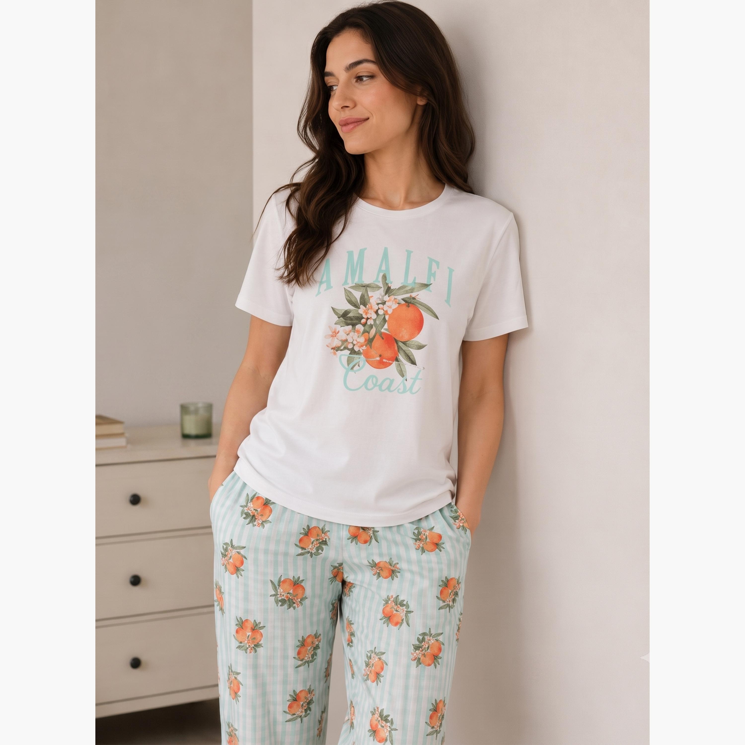 Victor and Jane X Styli Women's Graphic Short Sleeve Pyjama Set-women-clothing-nightwear-pyjamas-longsets-image-2