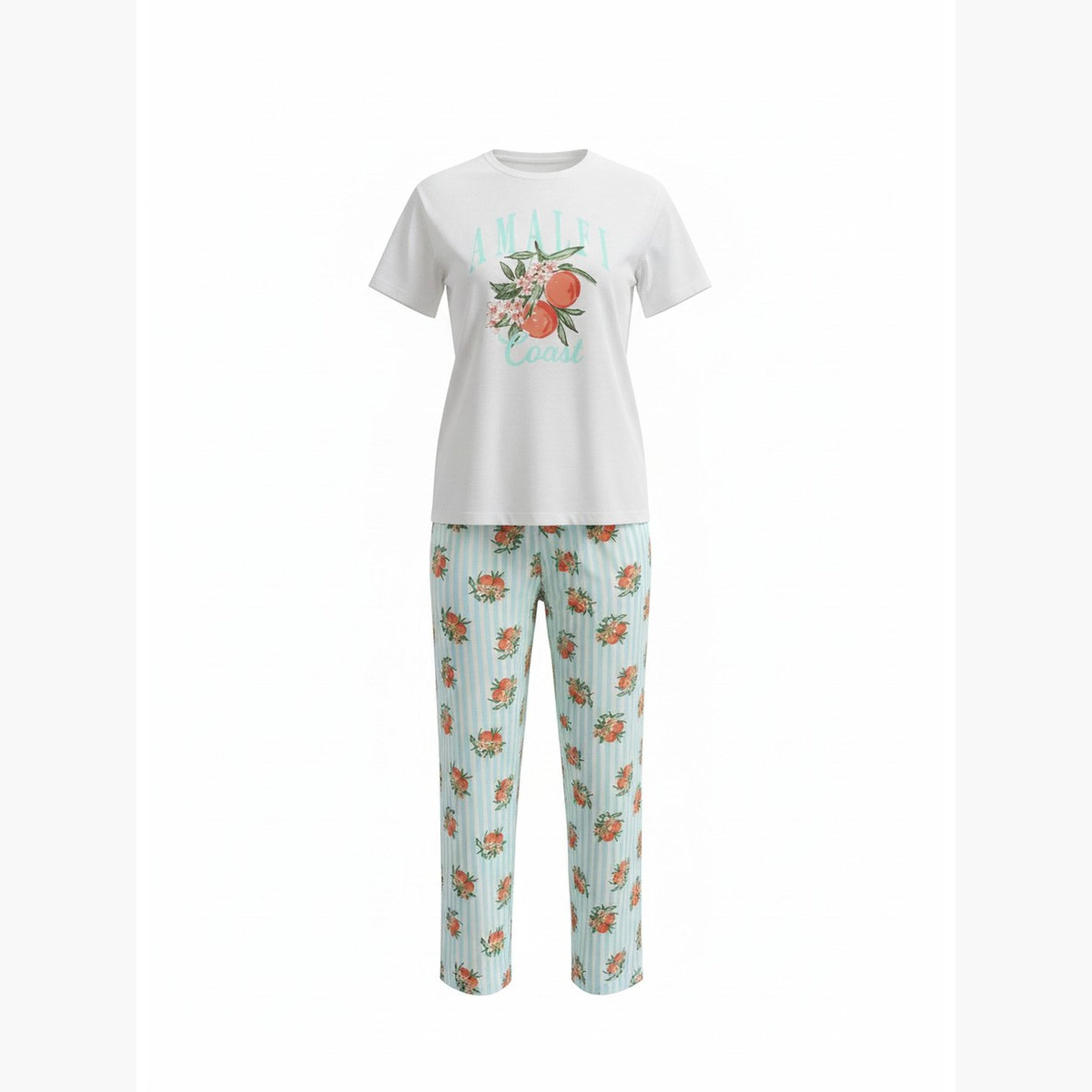 Victor and Jane X Styli Women's Graphic Short Sleeve Pyjama Set-women-clothing-nightwear-pyjamas-longsets-image-4