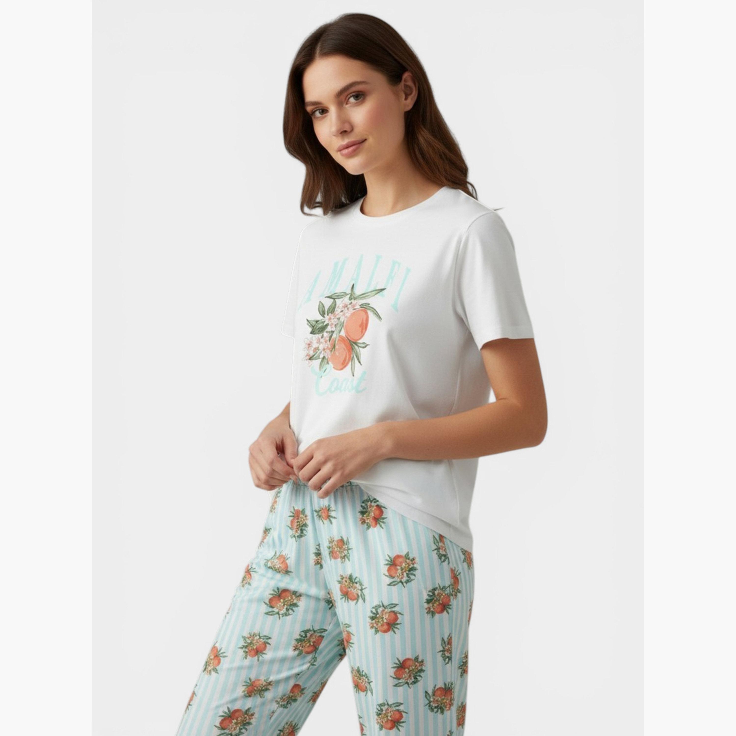 Victor and Jane X Styli Women's Graphic Short Sleeve Pyjama Set-women-clothing-nightwear-pyjamas-longsets-image-5