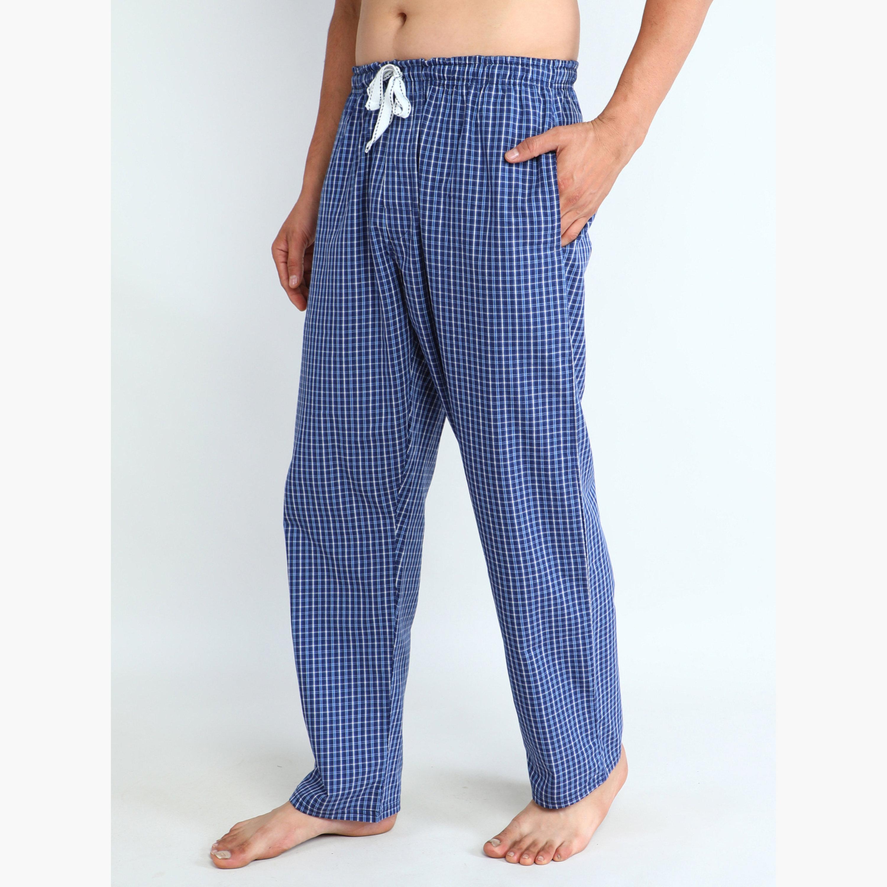 Victor and Jane X Styli Men Solid Cotton T-Shirt and Checked Pyjama Set-men-clothing-nightwear-sets-image-3