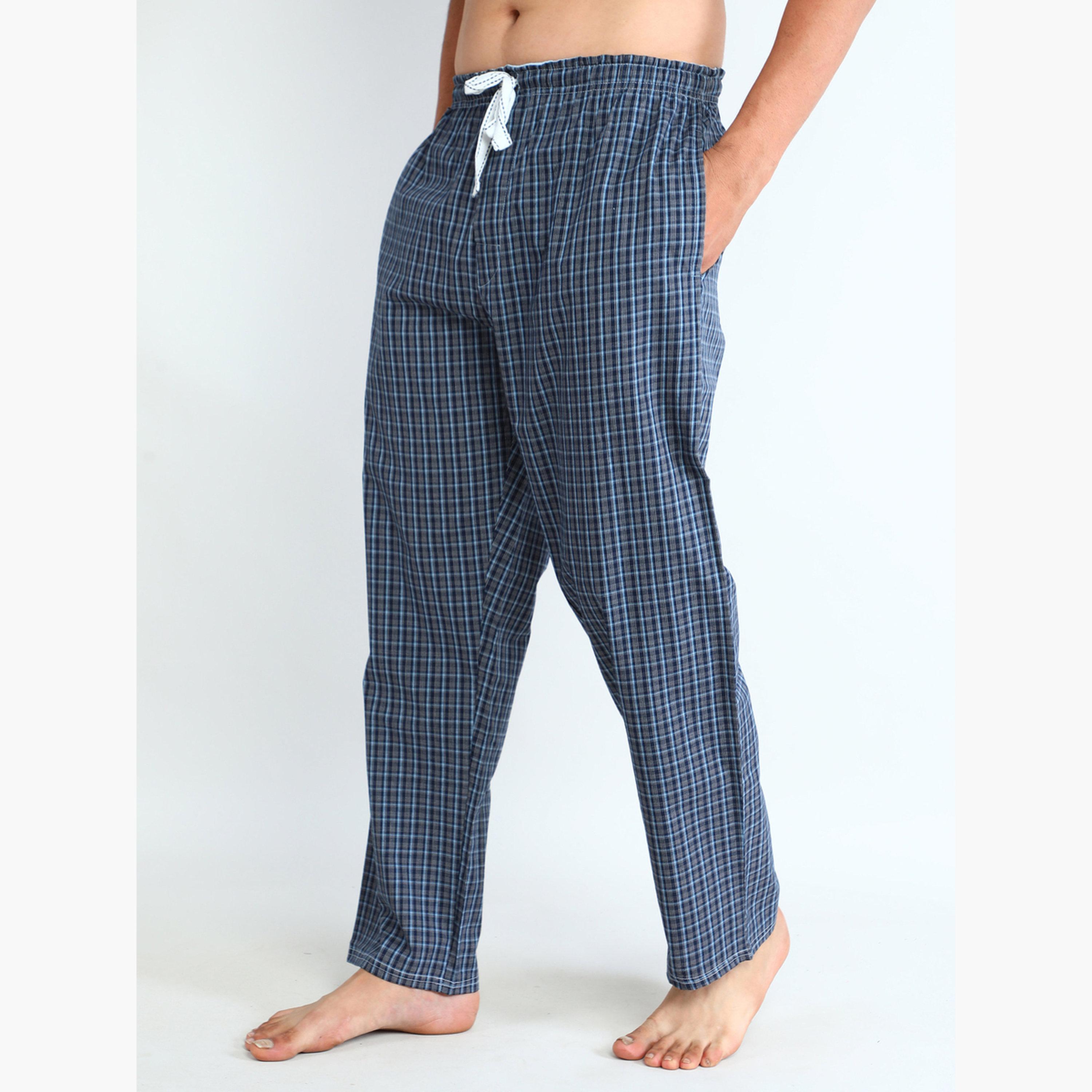 Victor and Jane X Styli Men Solid Cotton T-Shirt and Checked Pyjama Set-men-clothing-nightwear-sets-image-3