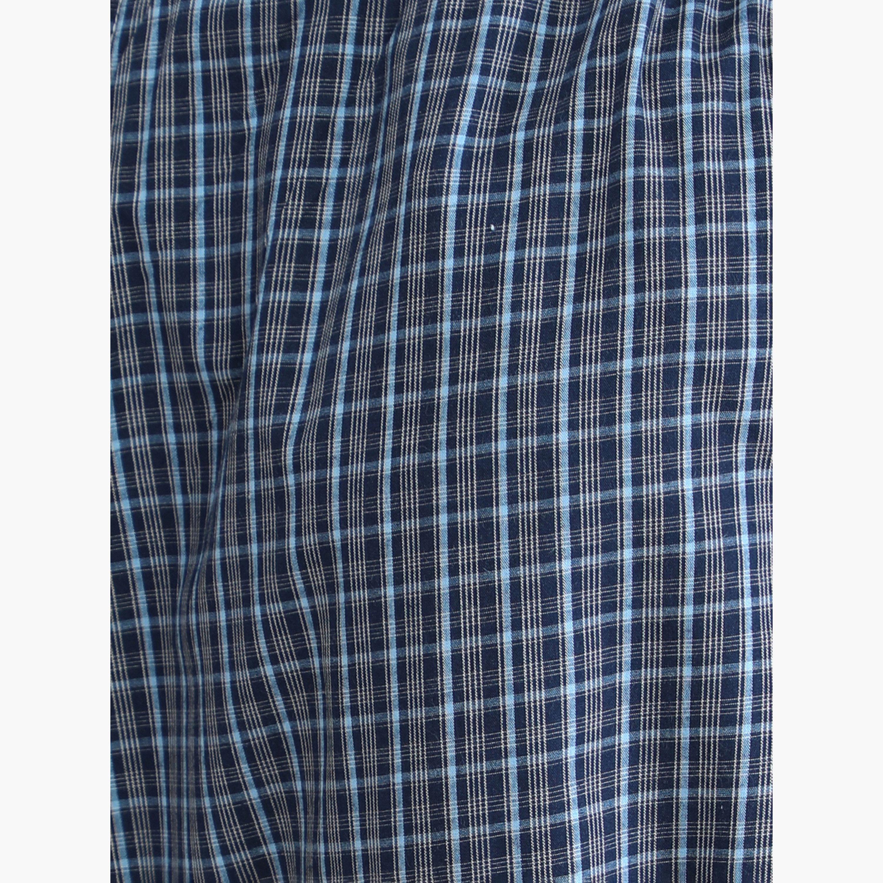 طقم بيجاما من بنطال كاروهات وتيشيرت قطن سادة-men-clothing-nightwear-sets-image-5