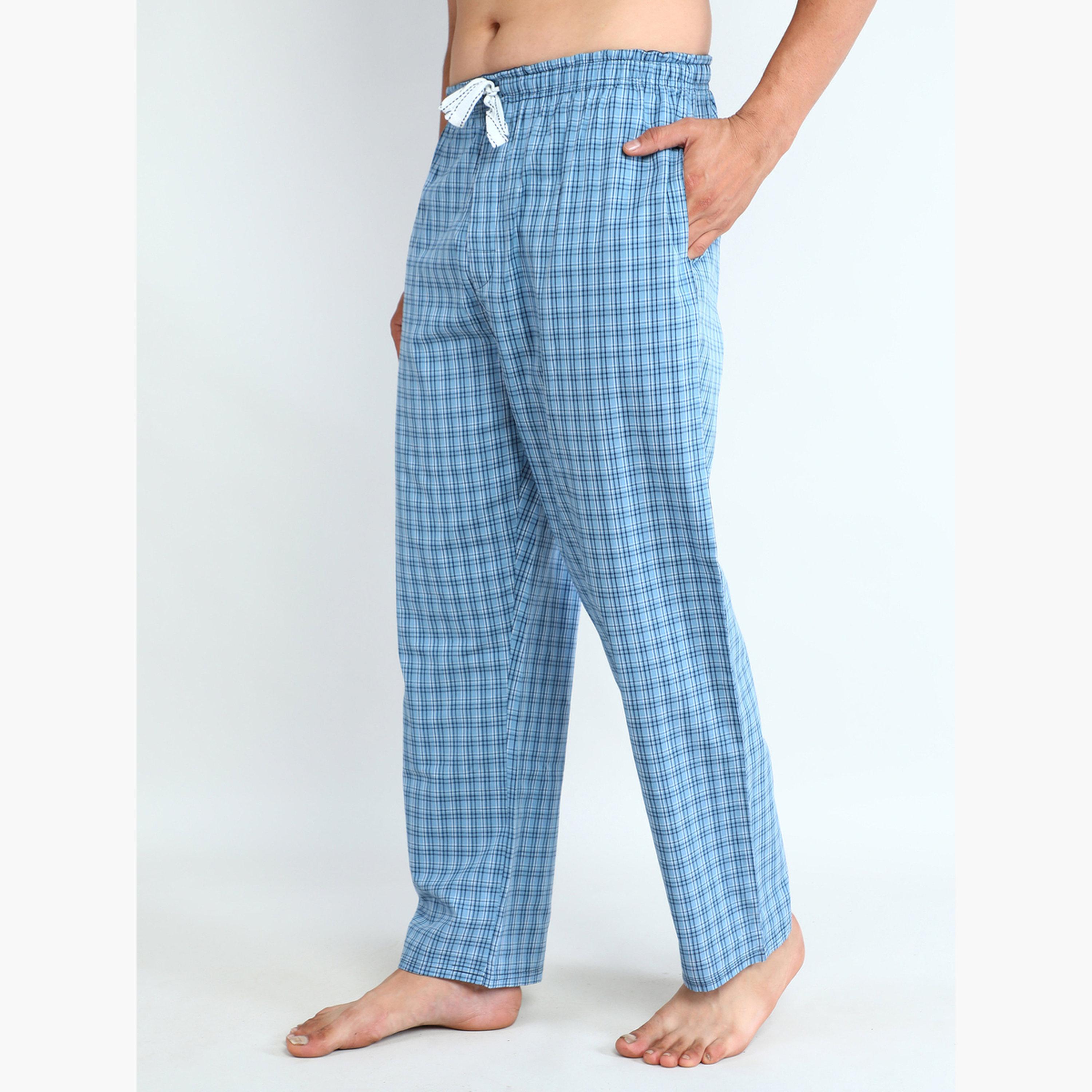 Victor and Jane X Styli Men Solid Cotton T-Shirt and Checked Pyjama Set-men-clothing-nightwear-sets-image-4