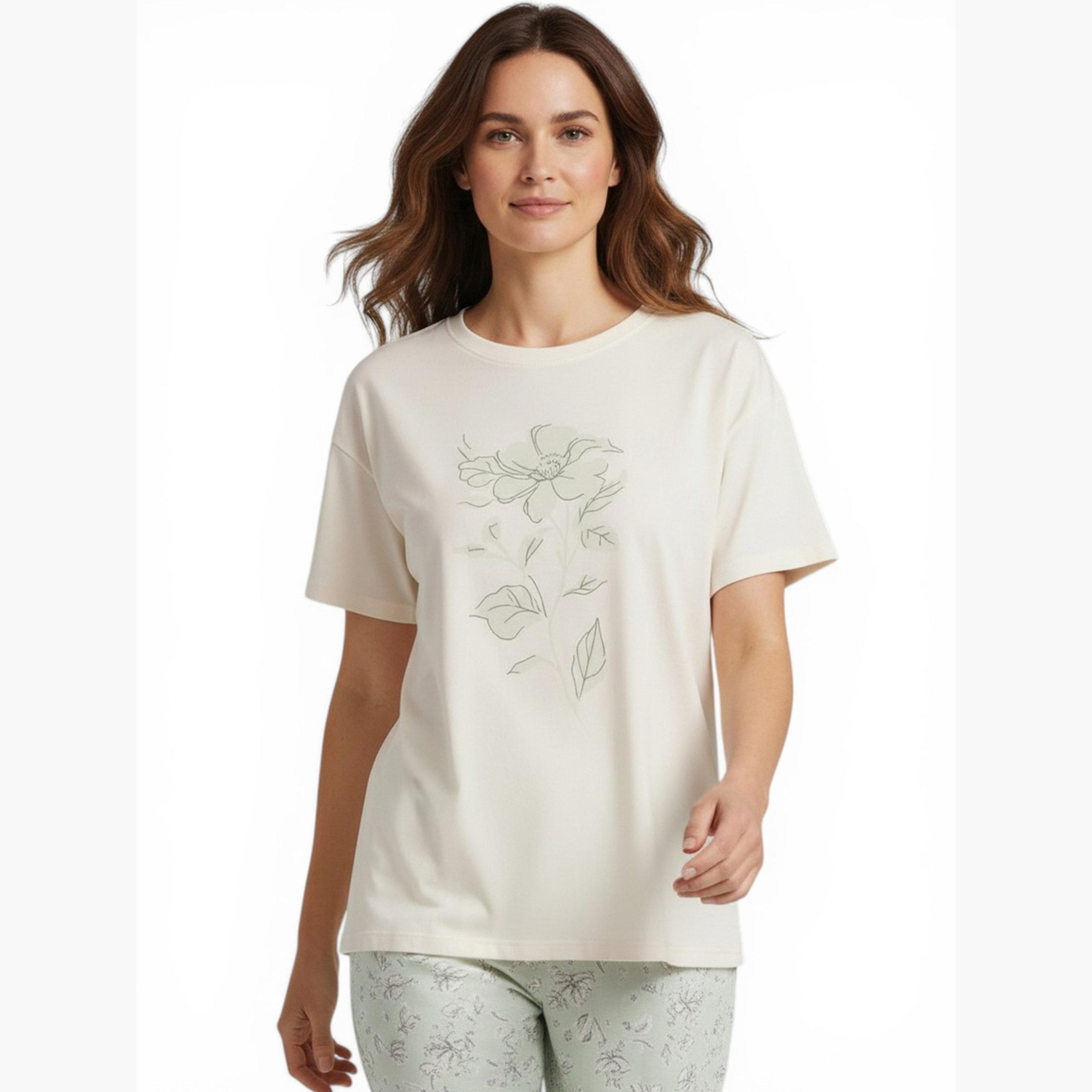 طقم بيجاما من بنطال وتيشيرت بأكمام قصيرة وطبعة-women-clothing-nightwear-pyjamas-longsets-image-5