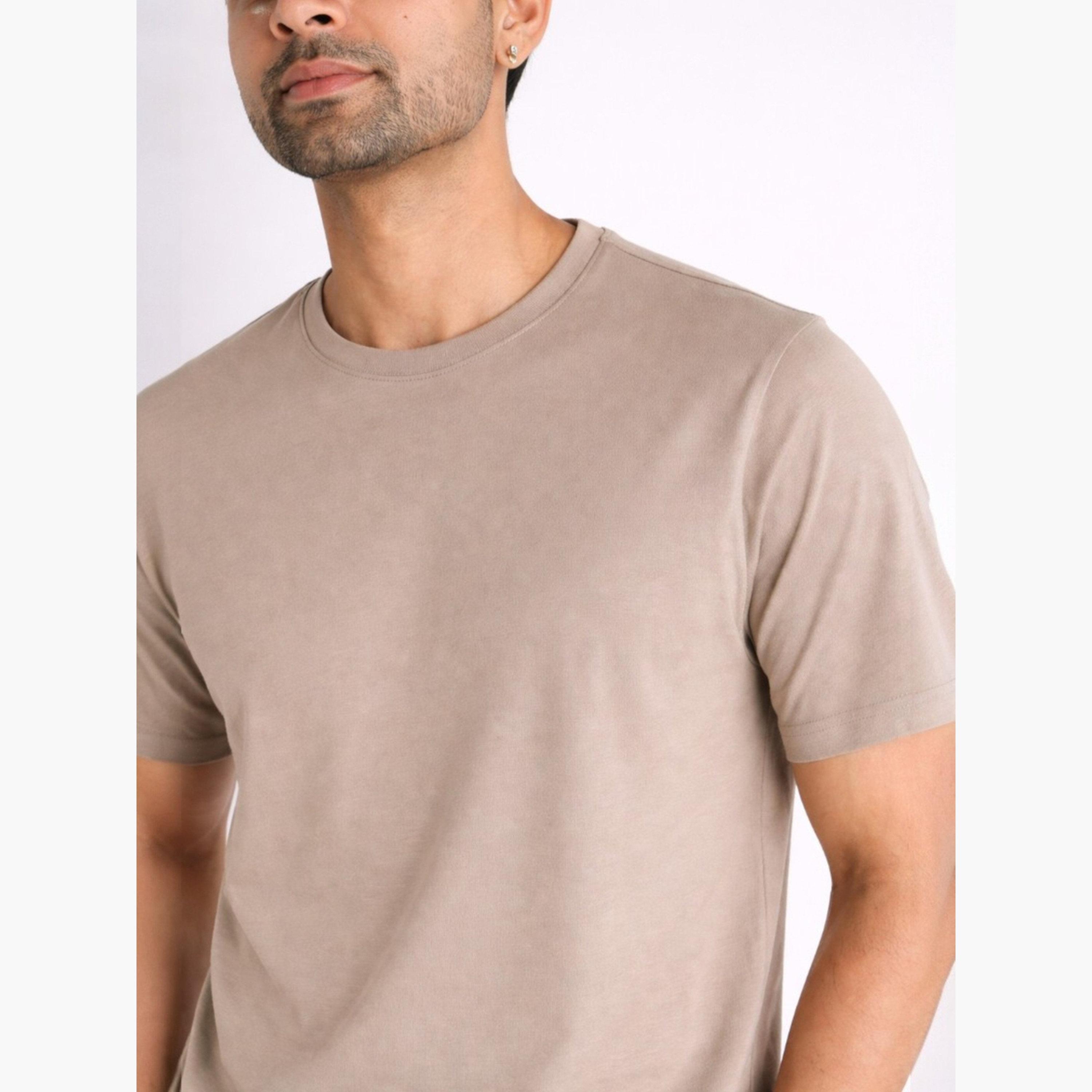 Victor and Jane X Styli Men Solid Cotton T-Shirt and Checked Pyjama Set-men-clothing-nightwear-sets-image-2