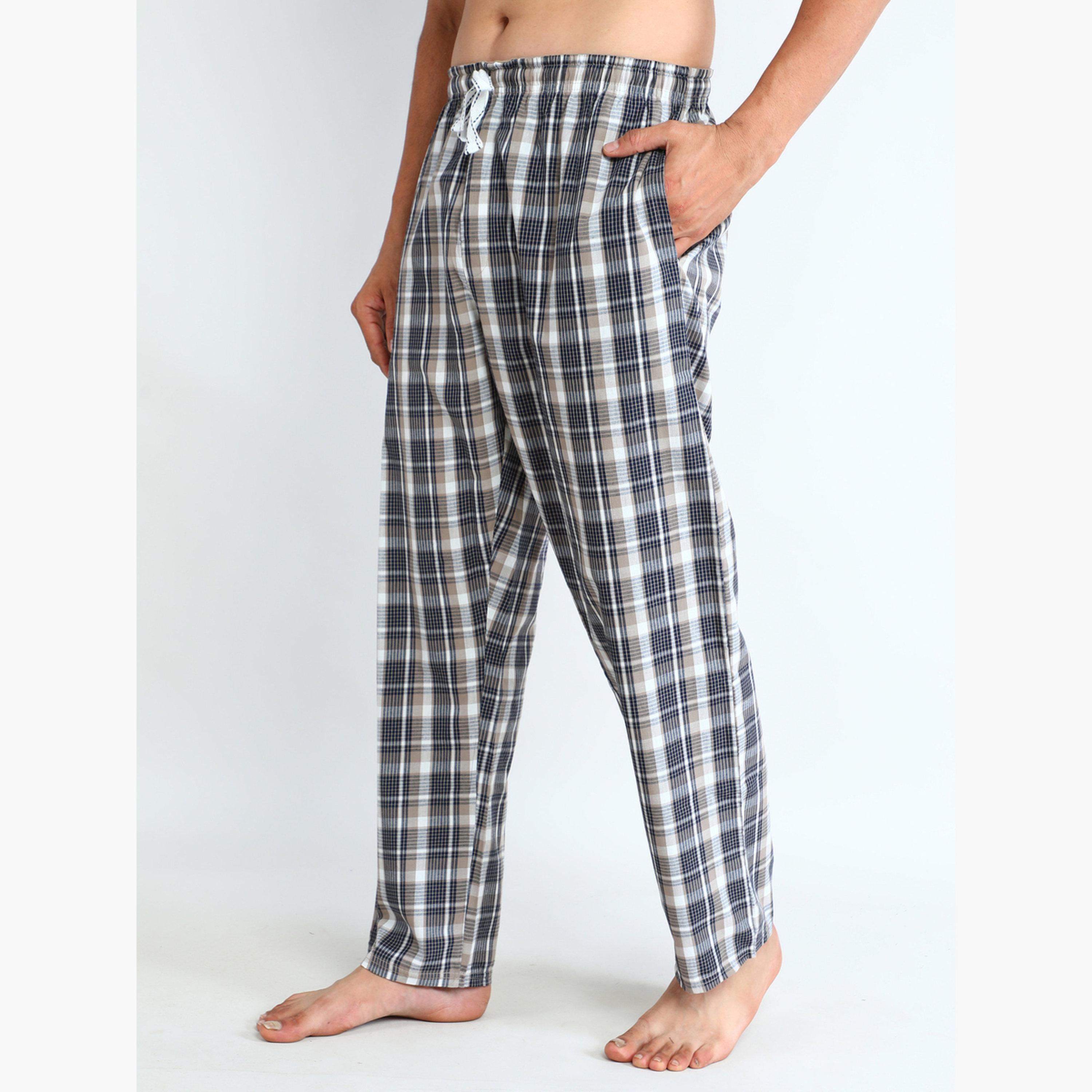 Victor and Jane X Styli Men Solid Cotton T-Shirt and Checked Pyjama Set-men-clothing-nightwear-sets-image-4