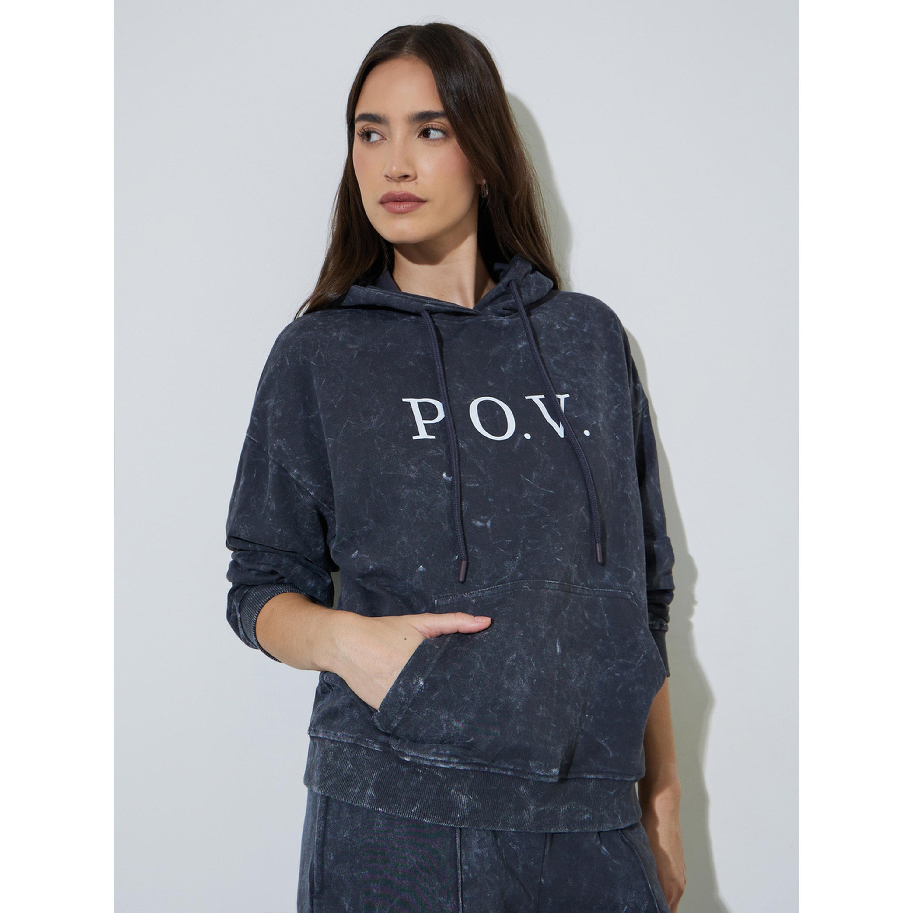 Styli Charcoal Acid Washed Long Sleeves Oversized Hoodie-women-clothing-hoodiesandsweatshirts-hoodies-image-1