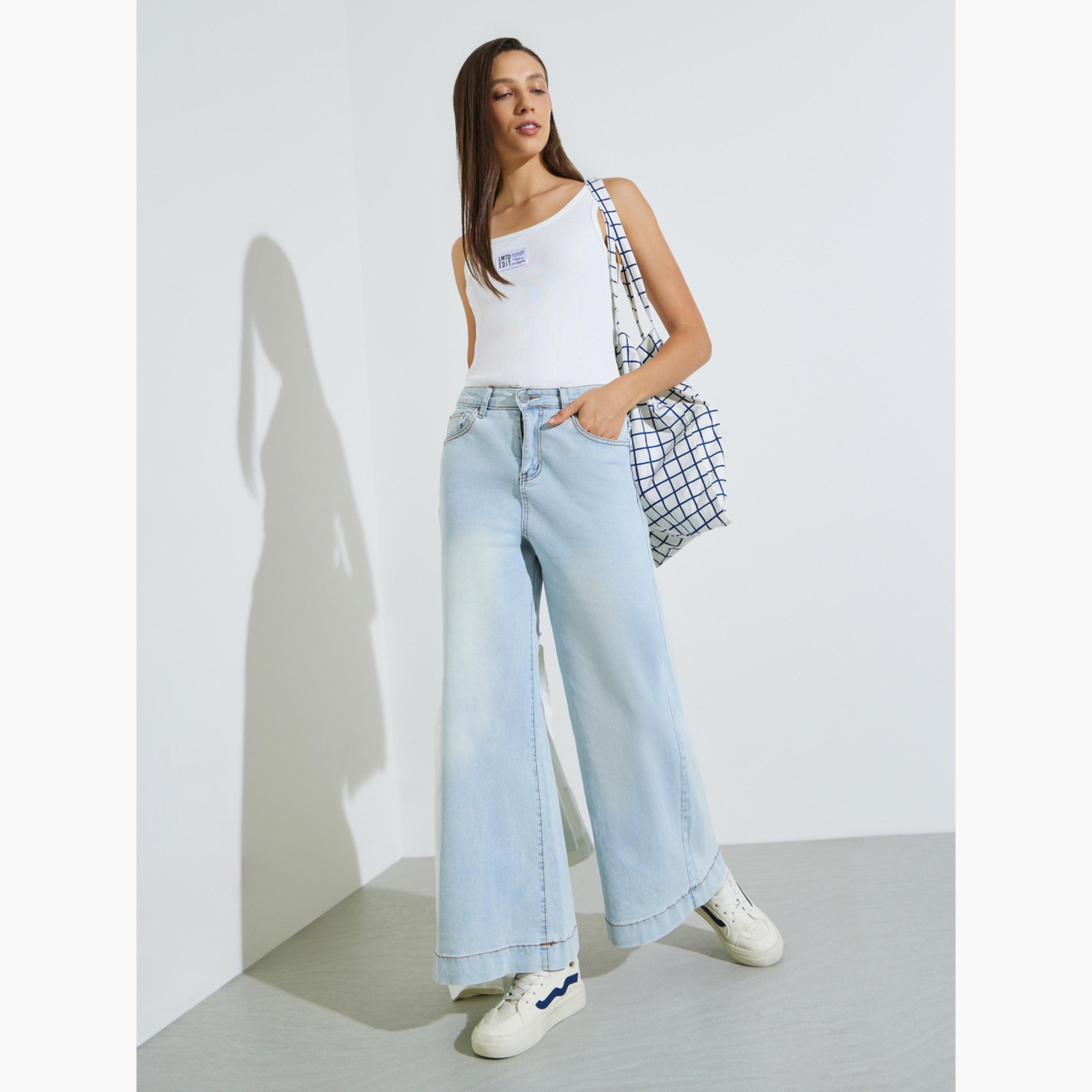 Styli Light Blue Wide Leg Faded Jeans-women-clothing-bottoms-jeans-image-2