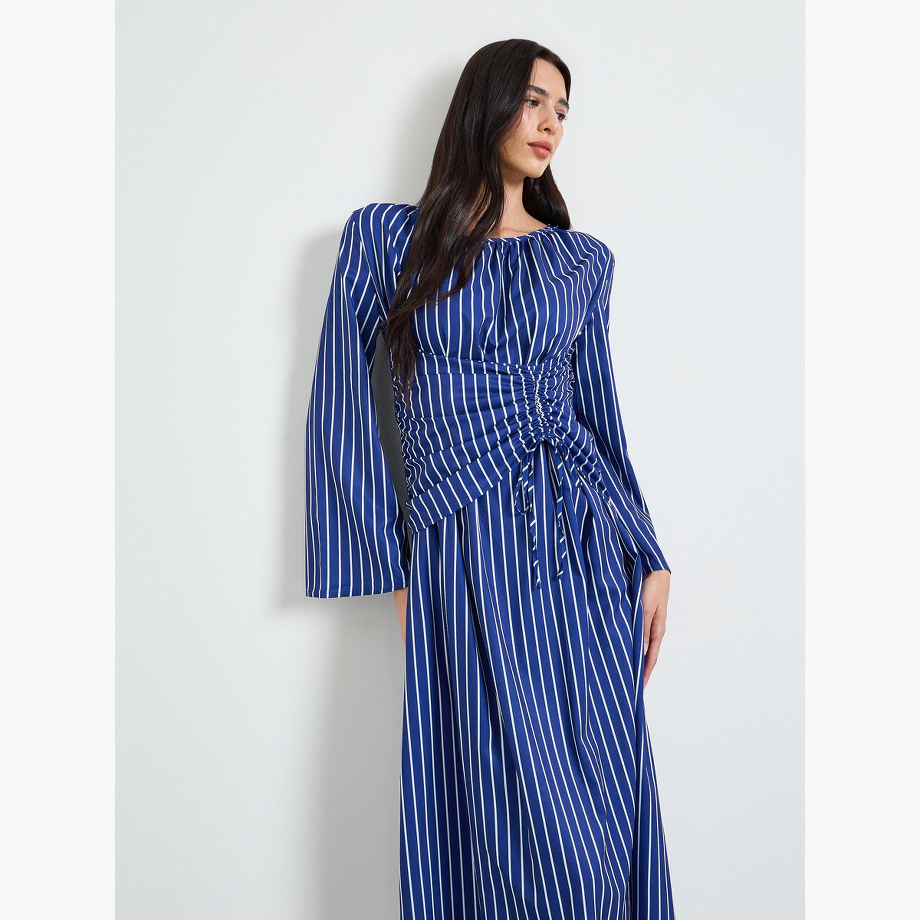 فستان ميدي بتفاصيل زمزمة ومخطط-women-clothing-dresses-image-3