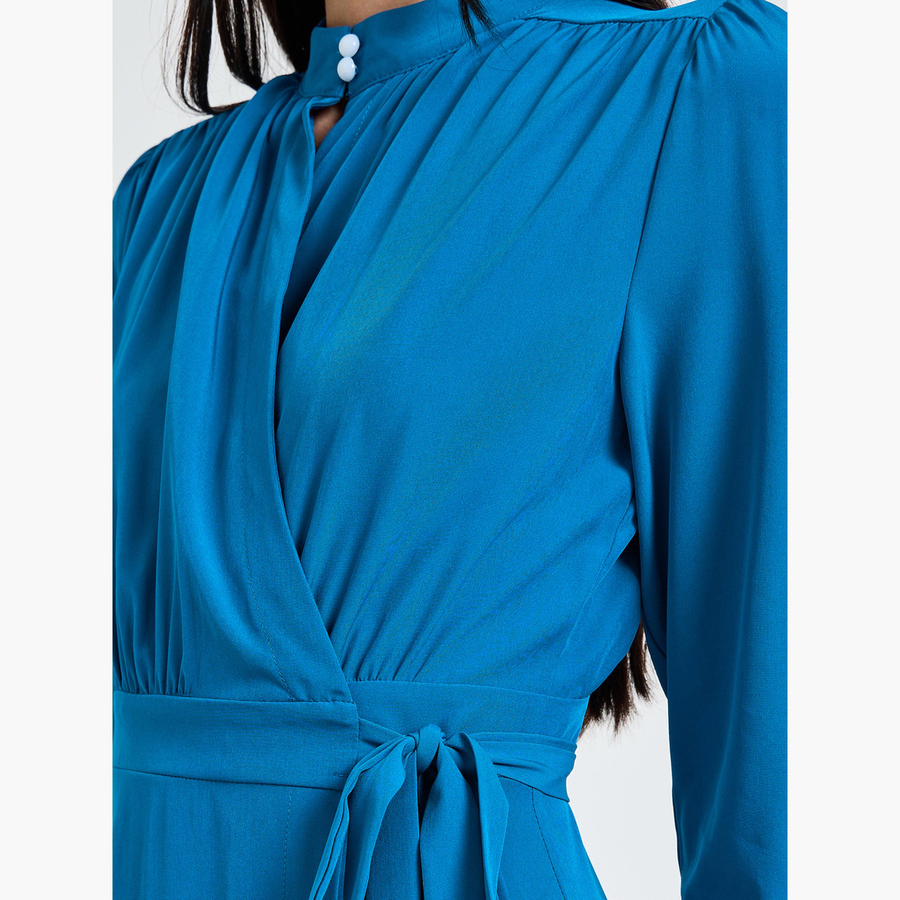 فستان ميدي بنمط لف وأكمام طويلة-women-clothing-dresses-image-4