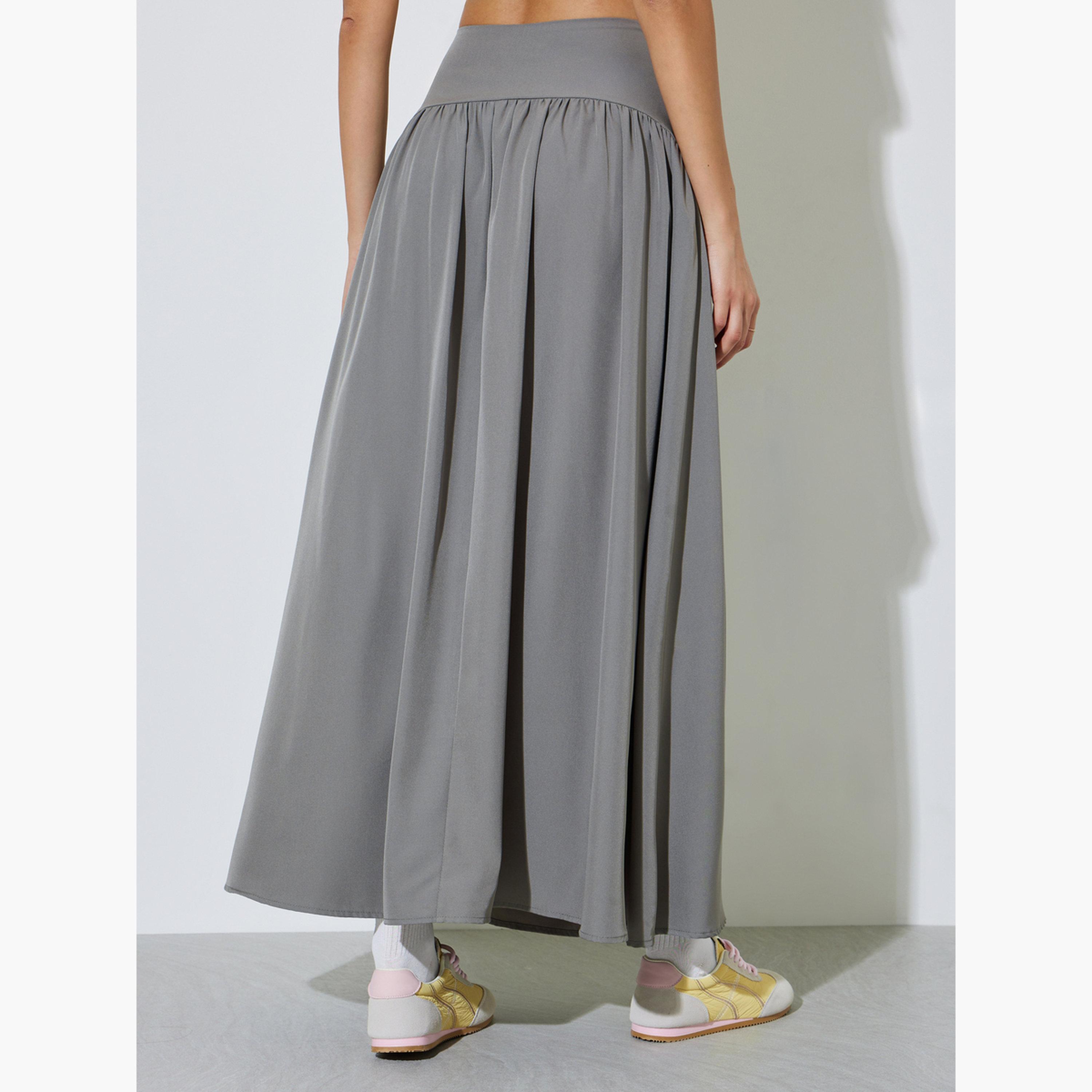 تنورة طويلة بحافة واسعة وتفاصيل أربطة-women-clothing-bottoms-skirts-image-4