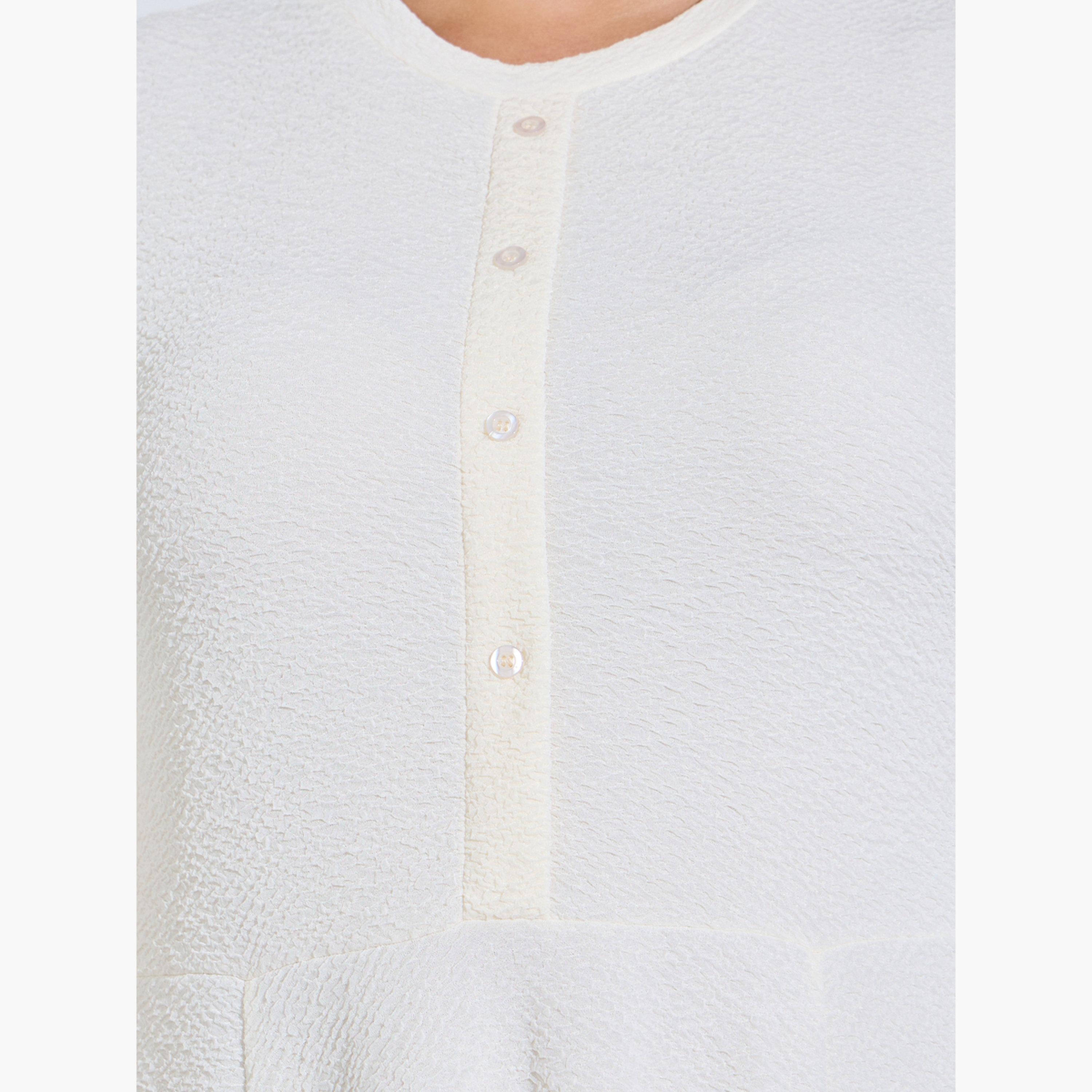 Styli Plus Size Cream Textured A-Line Maxi Dress-women-clothing-dresses-image-5