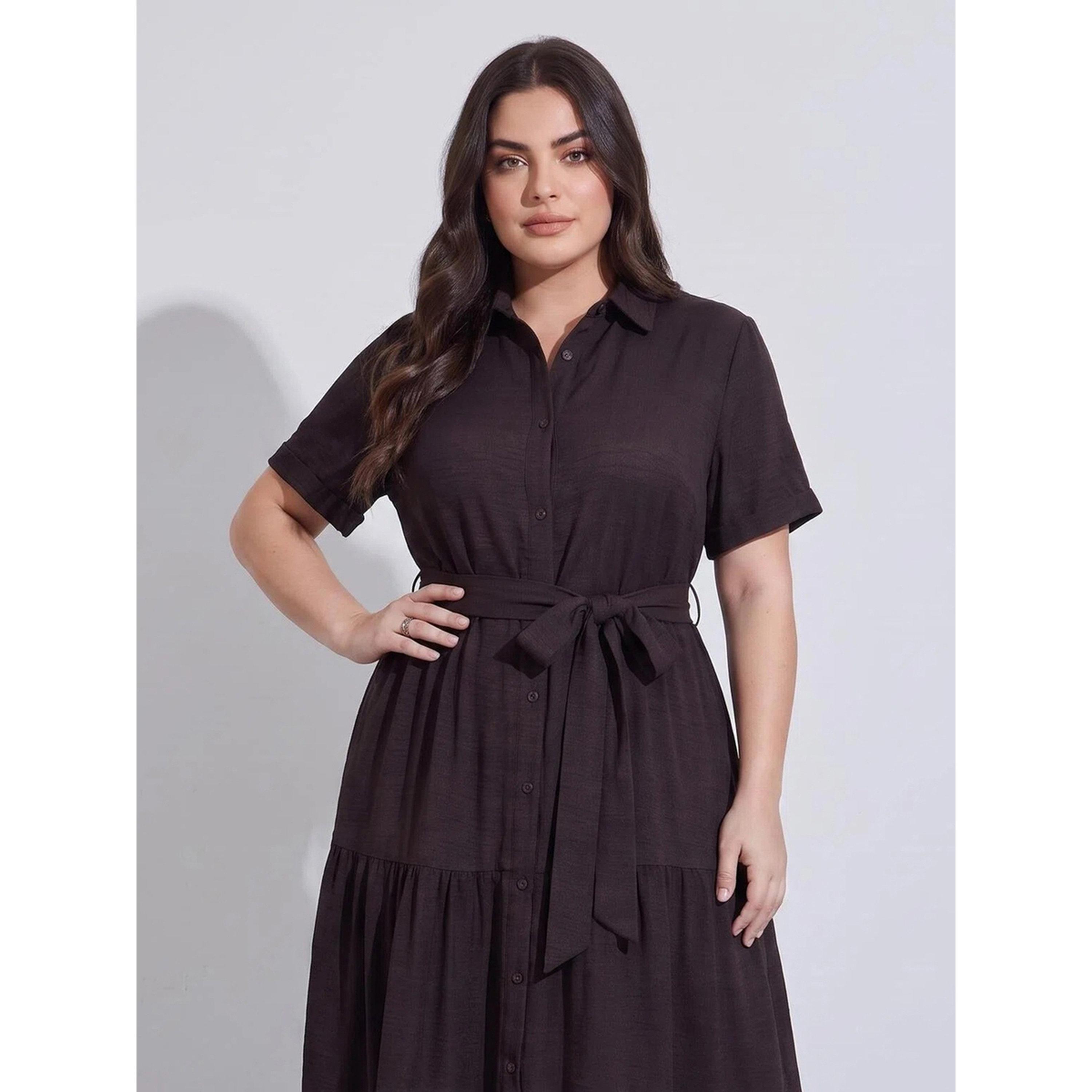 ستايلي - فستان ماكسي بأزرار تصميم يشبه الكتان-women-clothing-dresses-image-2