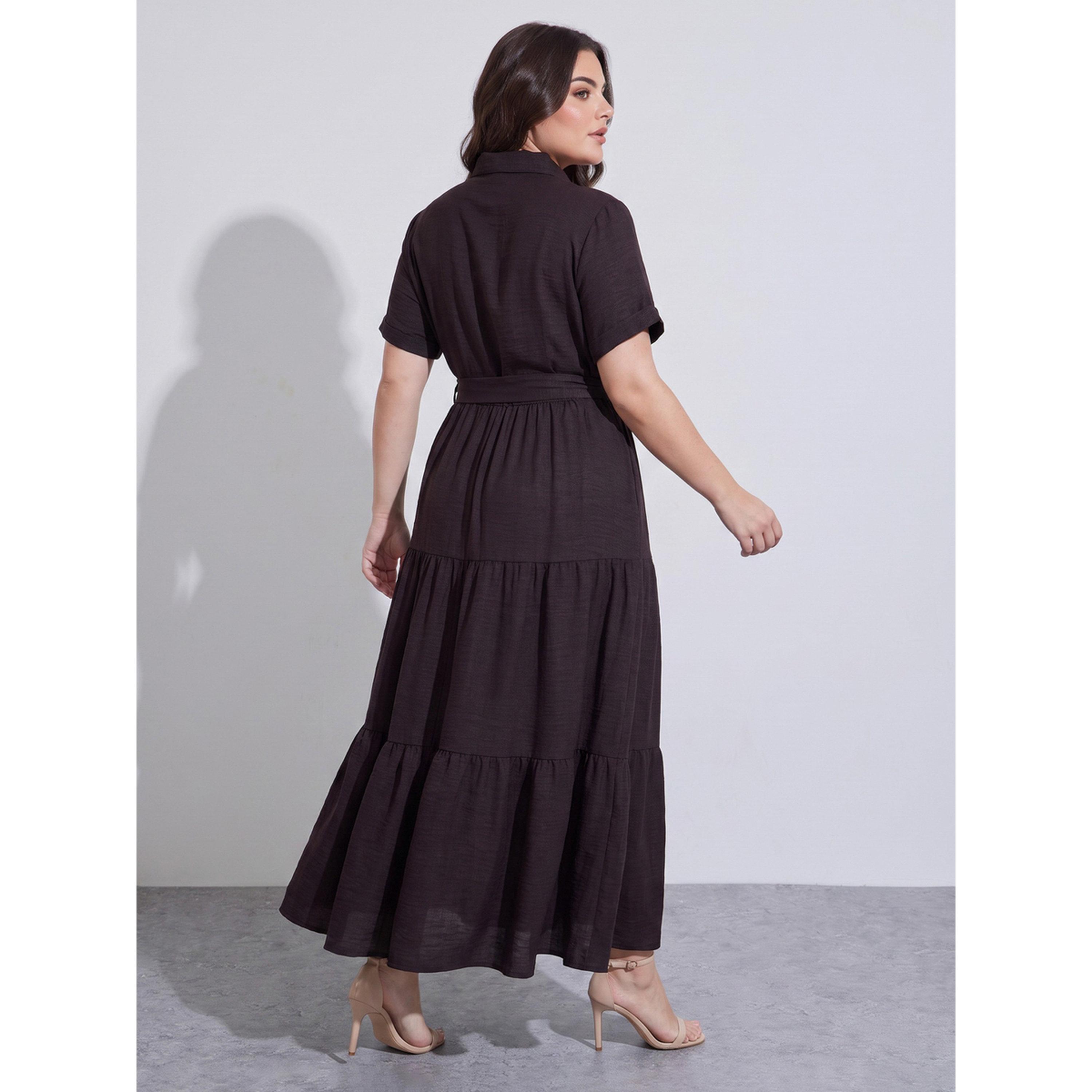 ستايلي - فستان ماكسي بأزرار تصميم يشبه الكتان-women-clothing-dresses-image-3