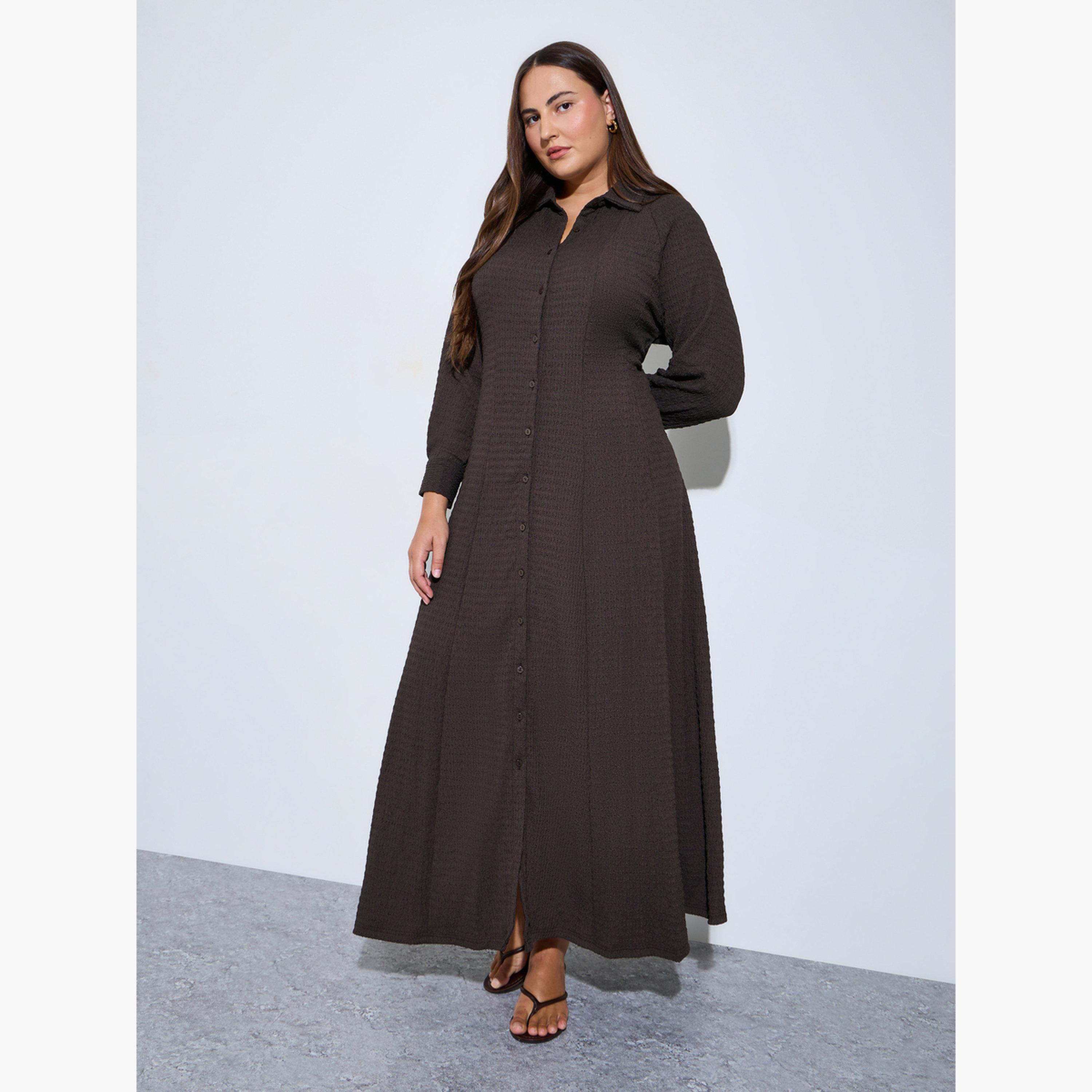 فستان طويل قميص بأكمام طويلة بمقاس كبير-women-clothing-dresses-image-1