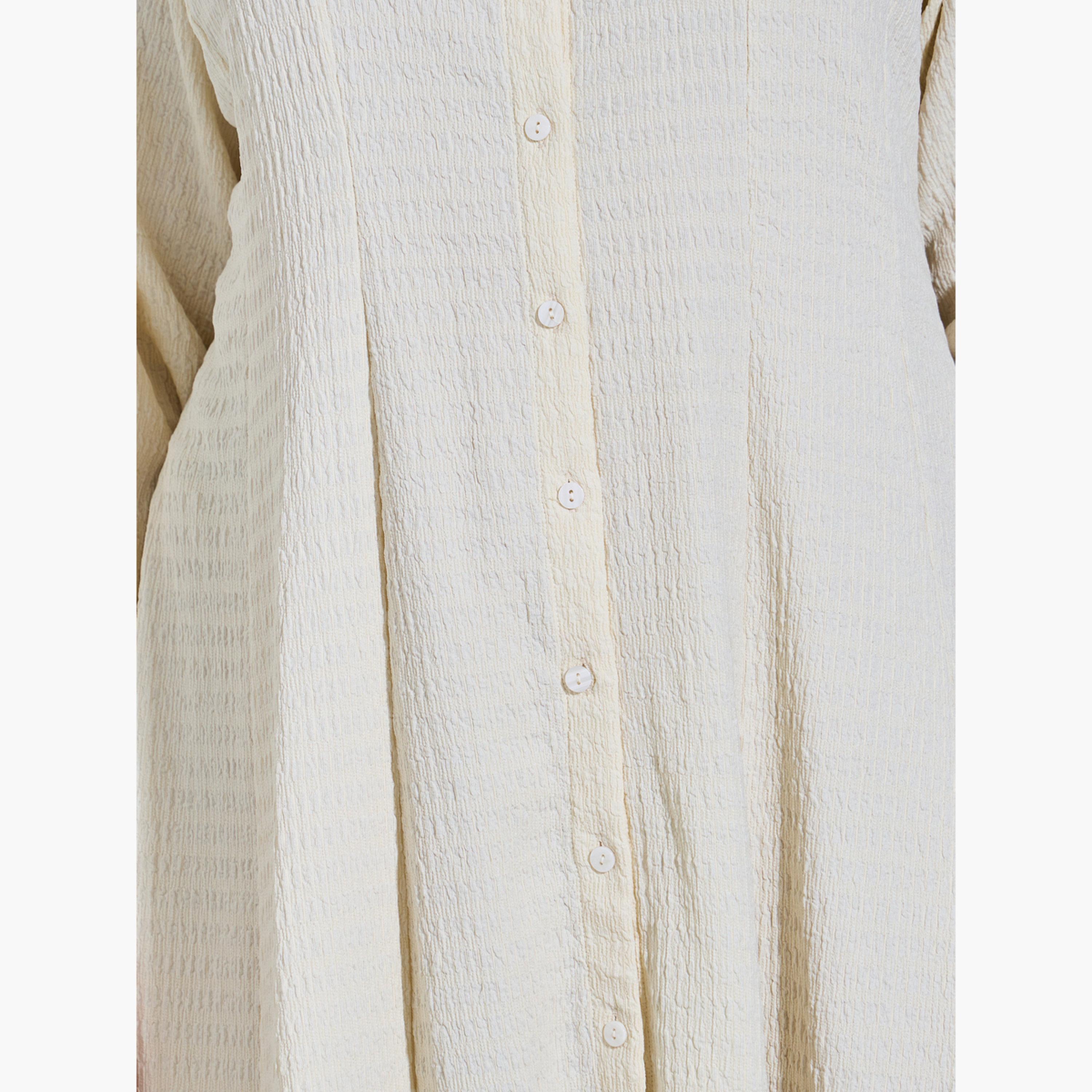 ستايلي - فستان ماكسي بأكمام طويلة وقميص كريمي بمقاسات كبيرة-women-clothing-dresses-image-5