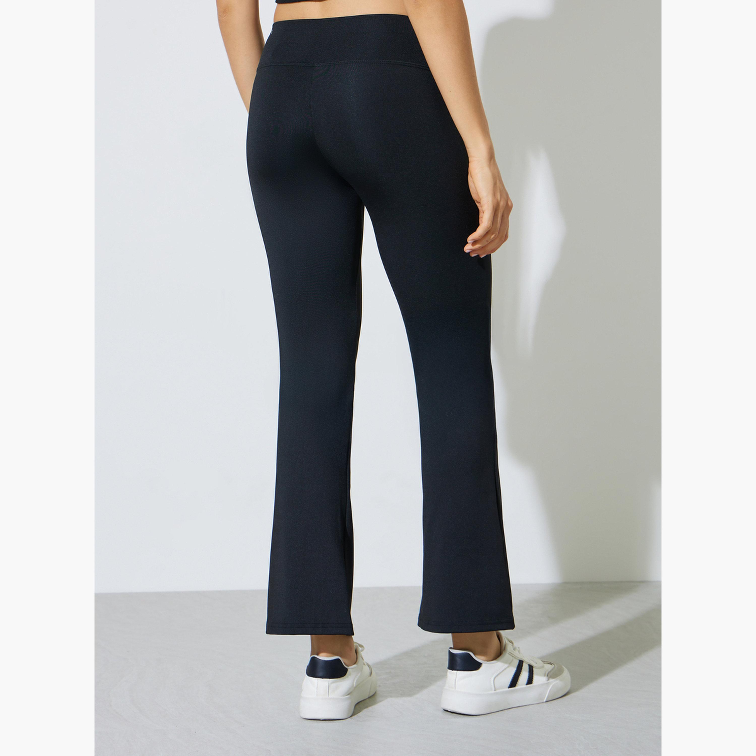 Styli Black Solid Flared Leggings-women-clothing-bottoms-leggings-image-4