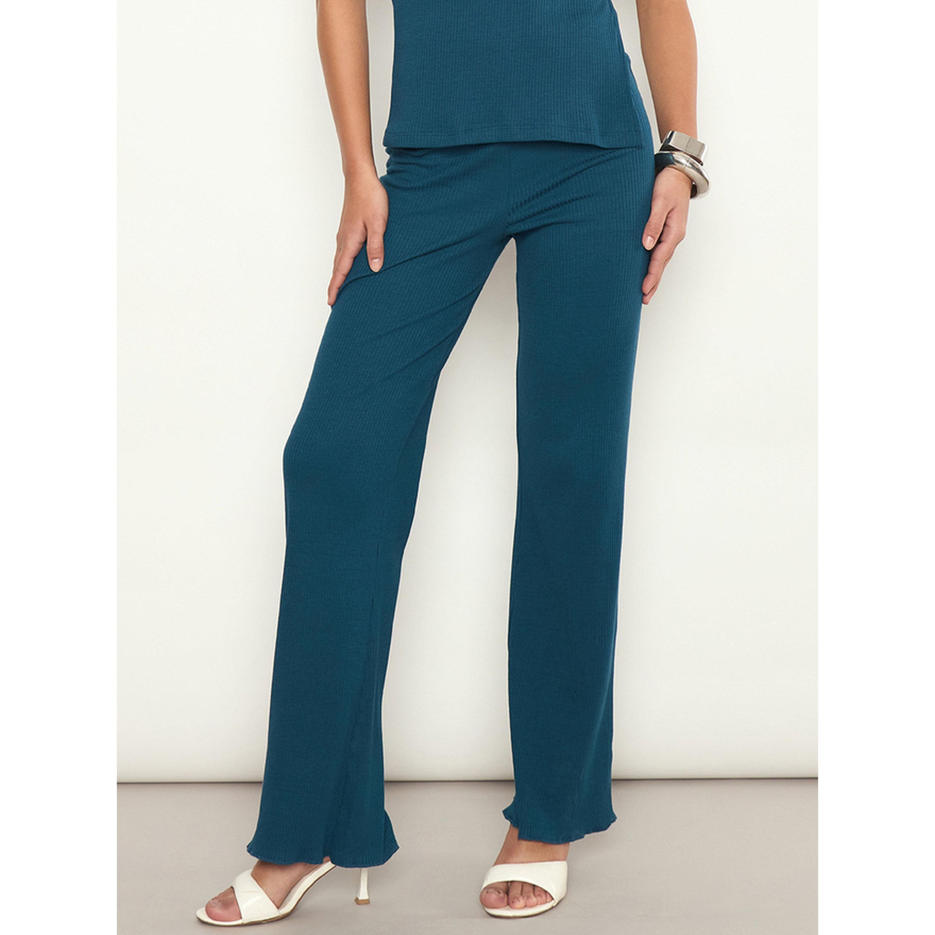 Sassafras X Styli Black Ribbed Flared Pants-women-clothing-joggers-image-1