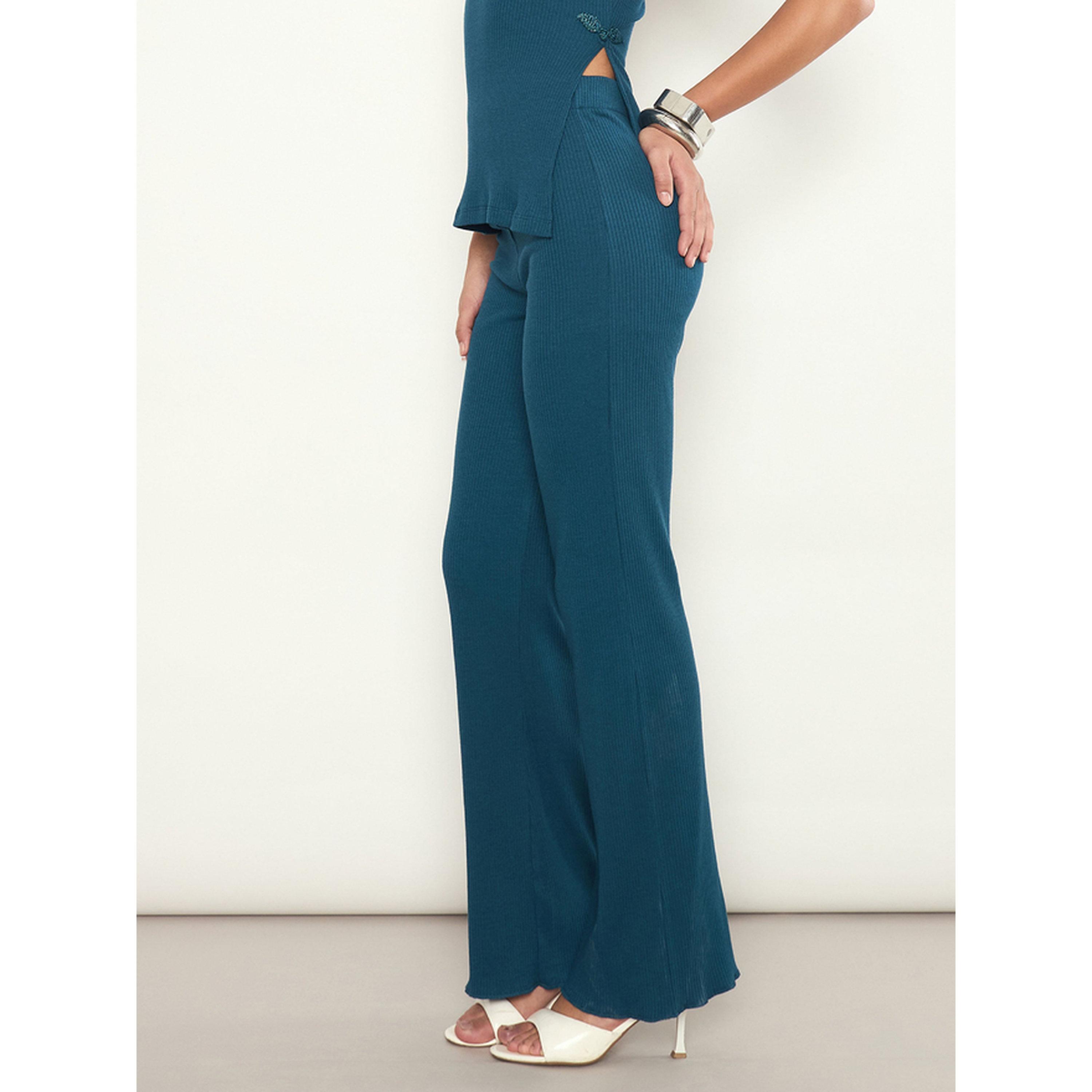 Sassafras X Styli Black Ribbed Flared Pants-women-clothing-joggers-image-3