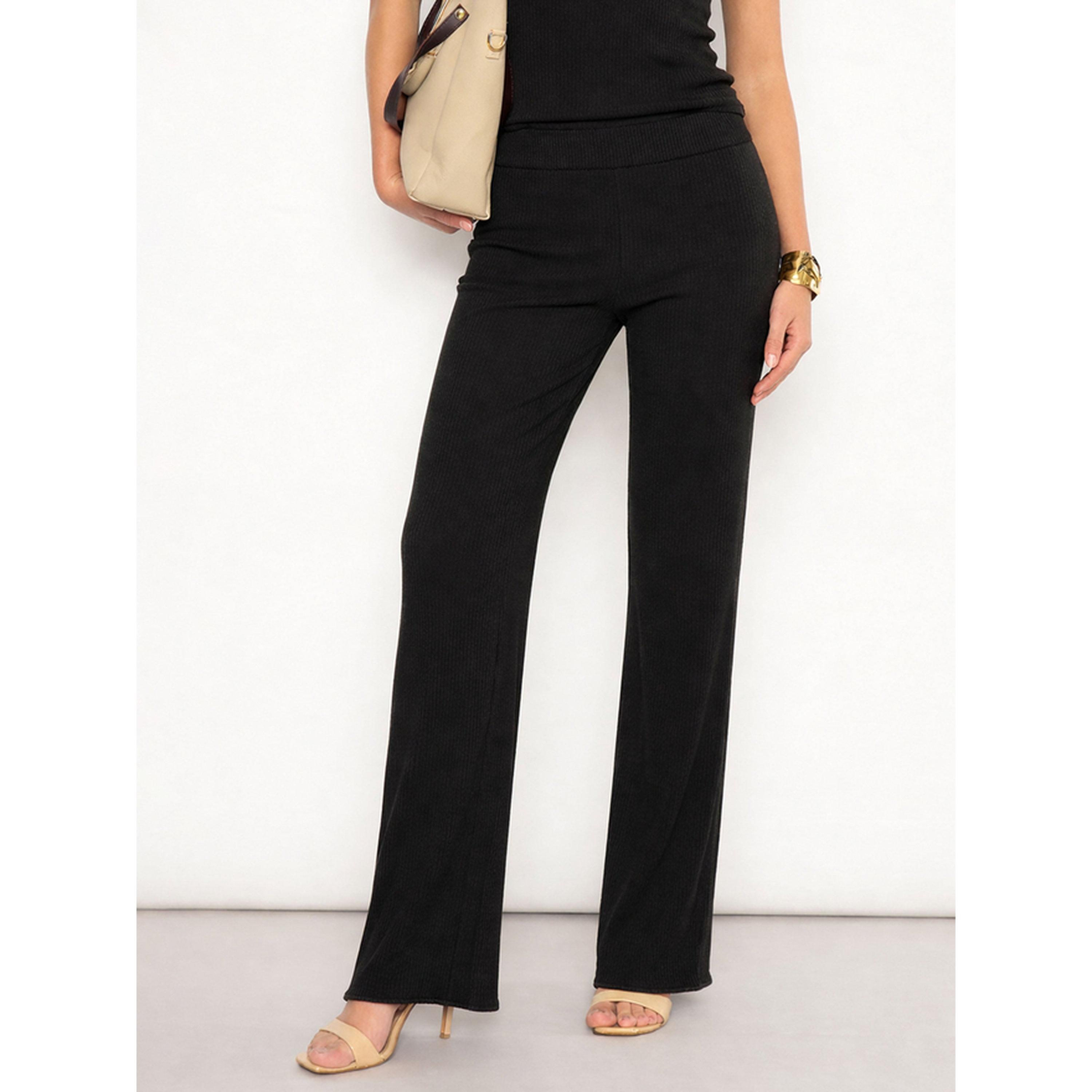 Sassafras X Styli Black Ribbed Flared Pants-women-clothing-joggers-image-1