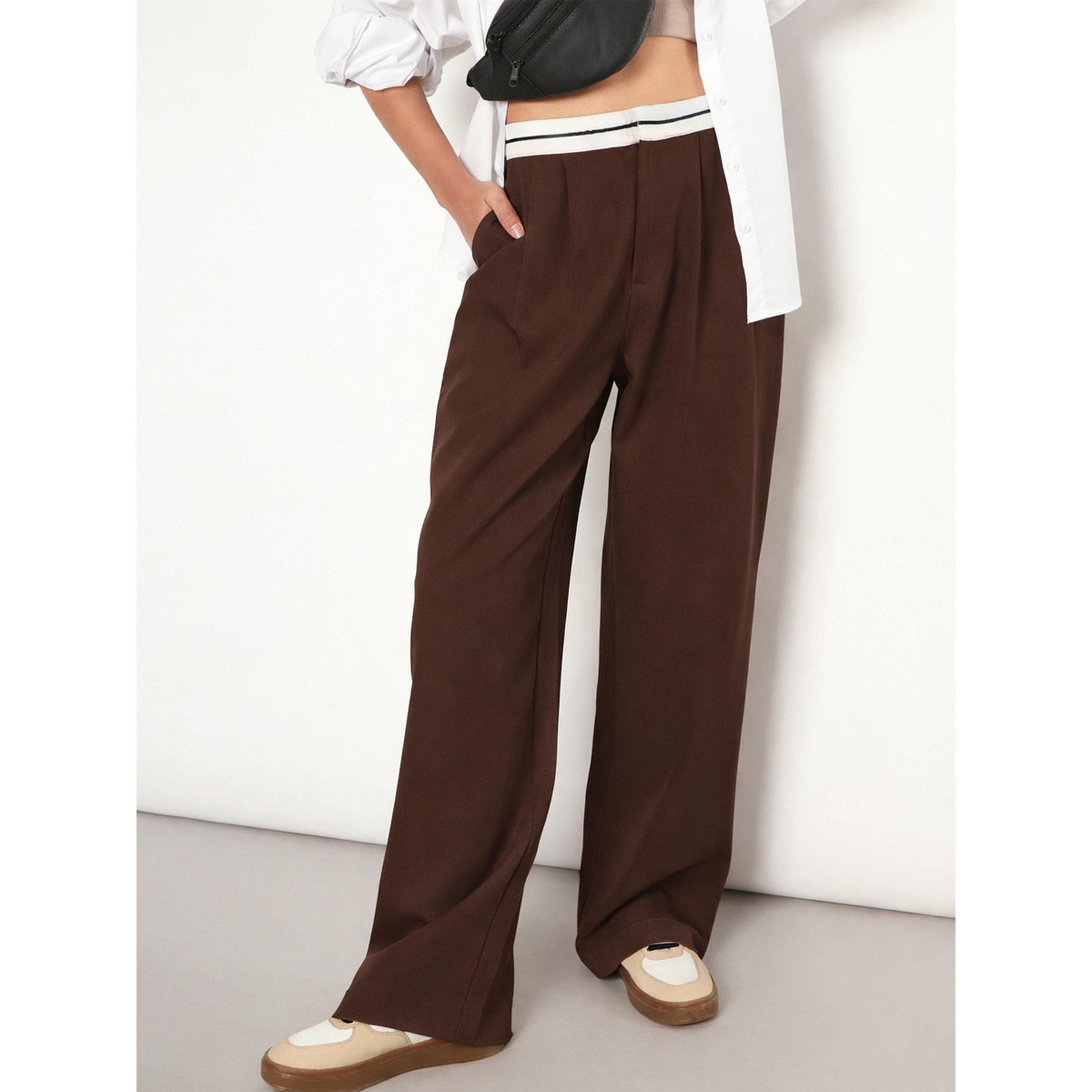 بنطال كوري بأرجل واسعة وكسرات أمامية-women-clothing-joggers-image-1